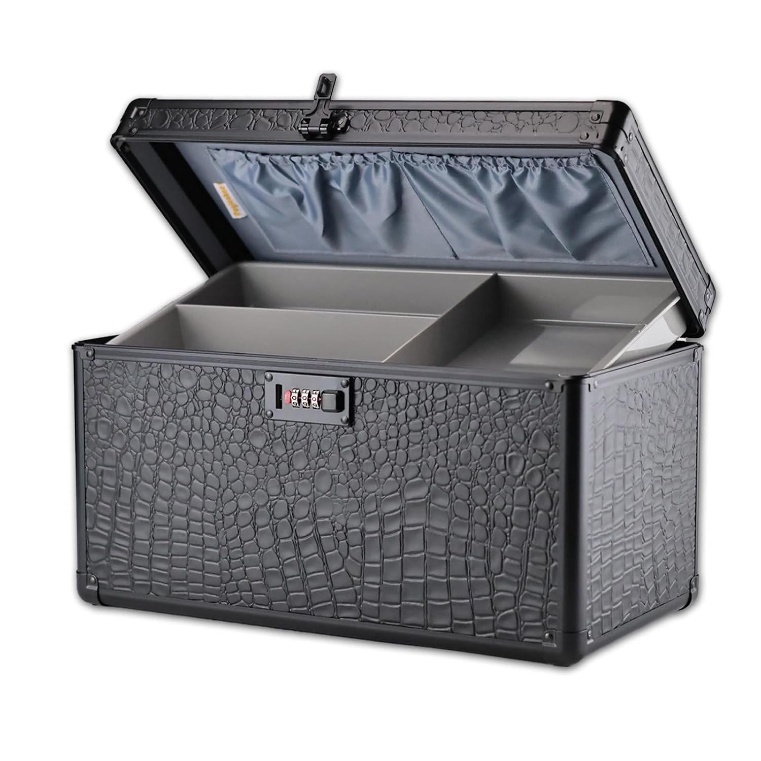 Combination Lock Storage Box with Handle – Multipurpose Locking Case for Office, Home & Outdoor Use, Secure Storage for Accessories, Medicine, Tools, Toys & Valuables (Crocodile Black, Extra Large)