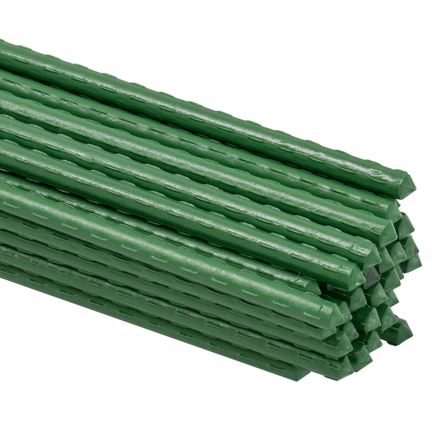 Woodside Green Garden Plant Stakes, Coated Steel Shrub/Vine Support Spikes, Pack of 50, 11mm x 90cm