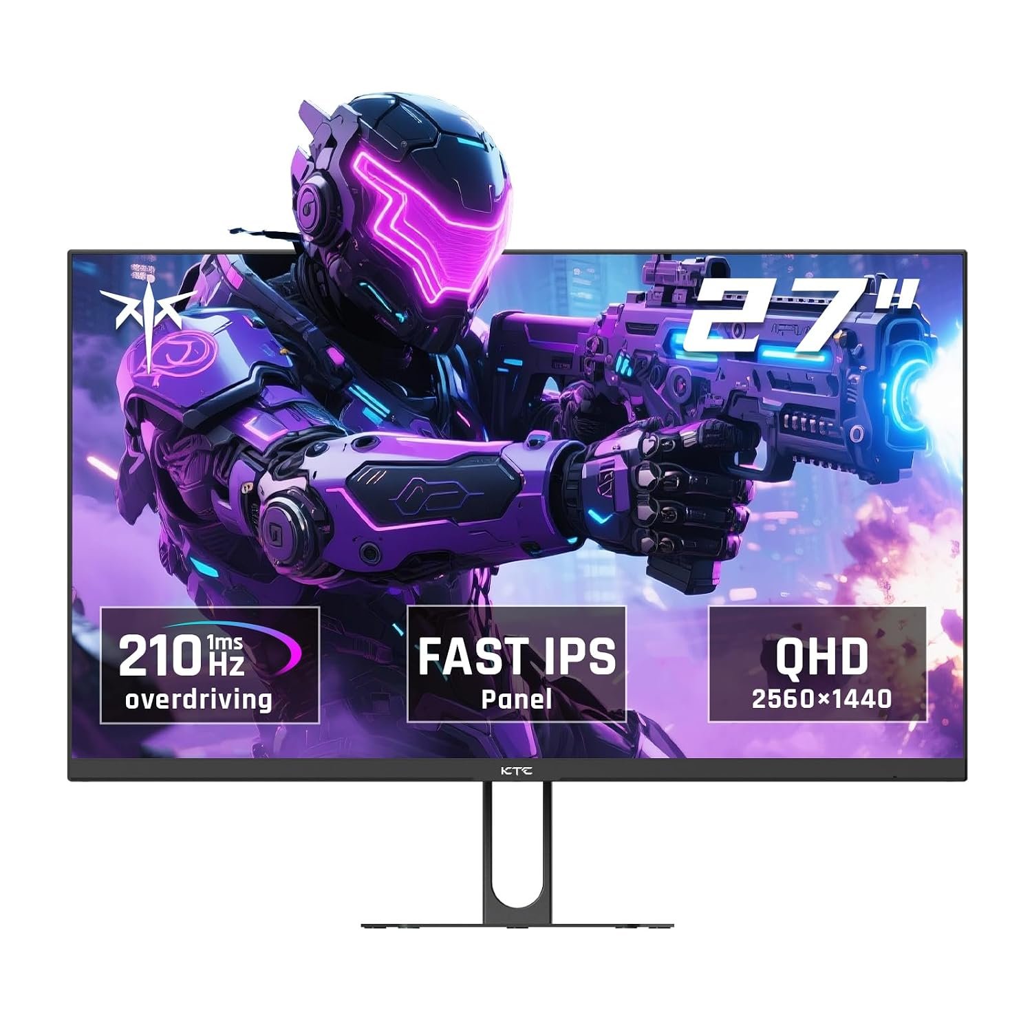 KTC Gaming Monitor 27 Inch | 2K@200Hz (Overlocking 210Hz) | Built-in Speakers | Fast IPS Panel | 1ms Response Time (MPRT) | HDR400 | Adaptive Sync | 131% sRGB, 101% DCI-P3, ΔE<2