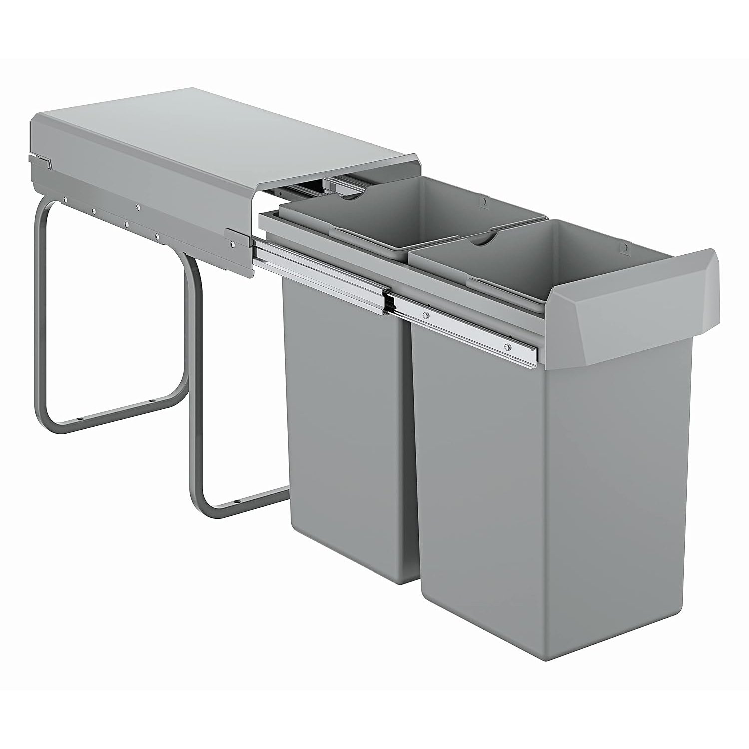 GROHE Kitchen Waste System - 2 Bins (15L Each), Telescopic Action, Floor Mounted for Cabinets 30 cm or Wider, Fits with Blue Home and Red M and L-Size Water Systems, 40855000