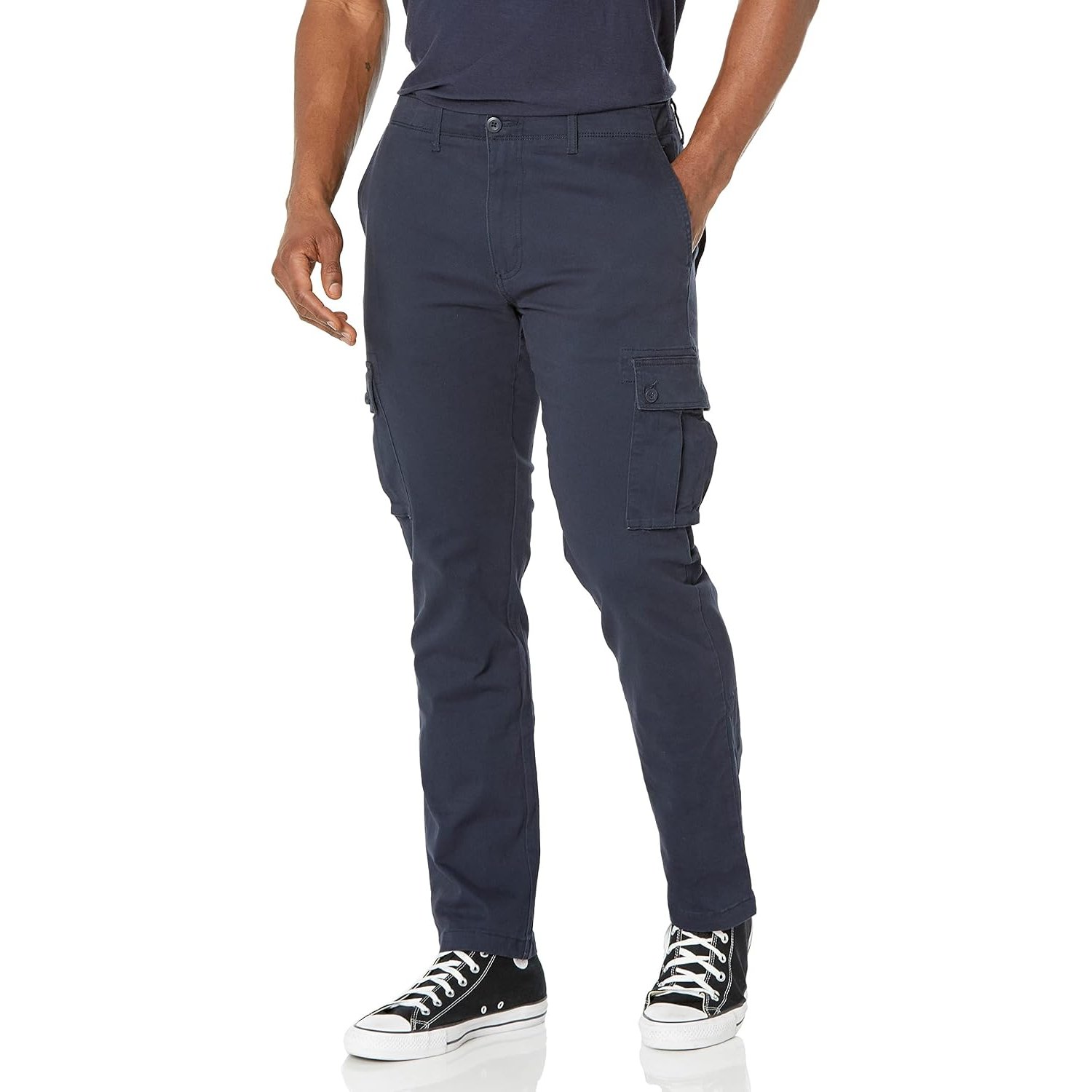 Amazon Essentials Men's Slim Fit Stretch Work Cargo Trousers (Available in Big & Tall), Navy, 32W / 32L