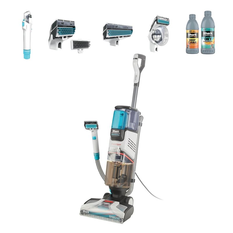 Shark Extractor CarpetXpert Deep Clean Carpet Built-in StainStriker Spot Cleaner & 5 inc. Pet Tool, EXCM Base EXOX Series Boost Detergent, 2.1L, 960W, EX200UK, 960 W, 2.1 liters, White