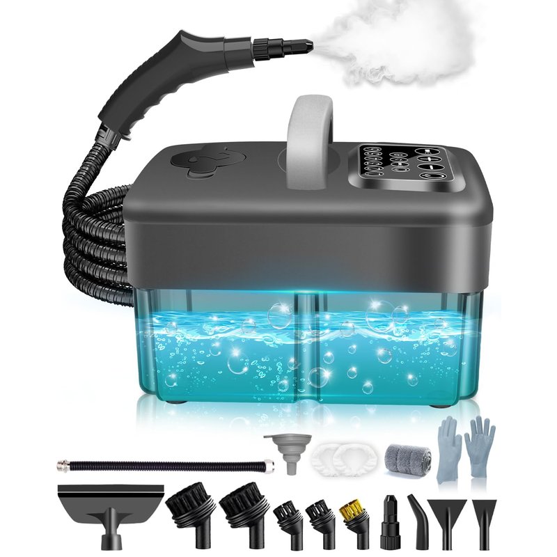 Mecmic Steam Cleaner for Home - 1600ML Water Tank 15s Heat-Up Portable Steamer for Cleaning, 6 Level Adjustable, 2500W, 45PSI, 250°F Steam, Handheld Steam Cleaner for Car Detailing, Grease,Silver