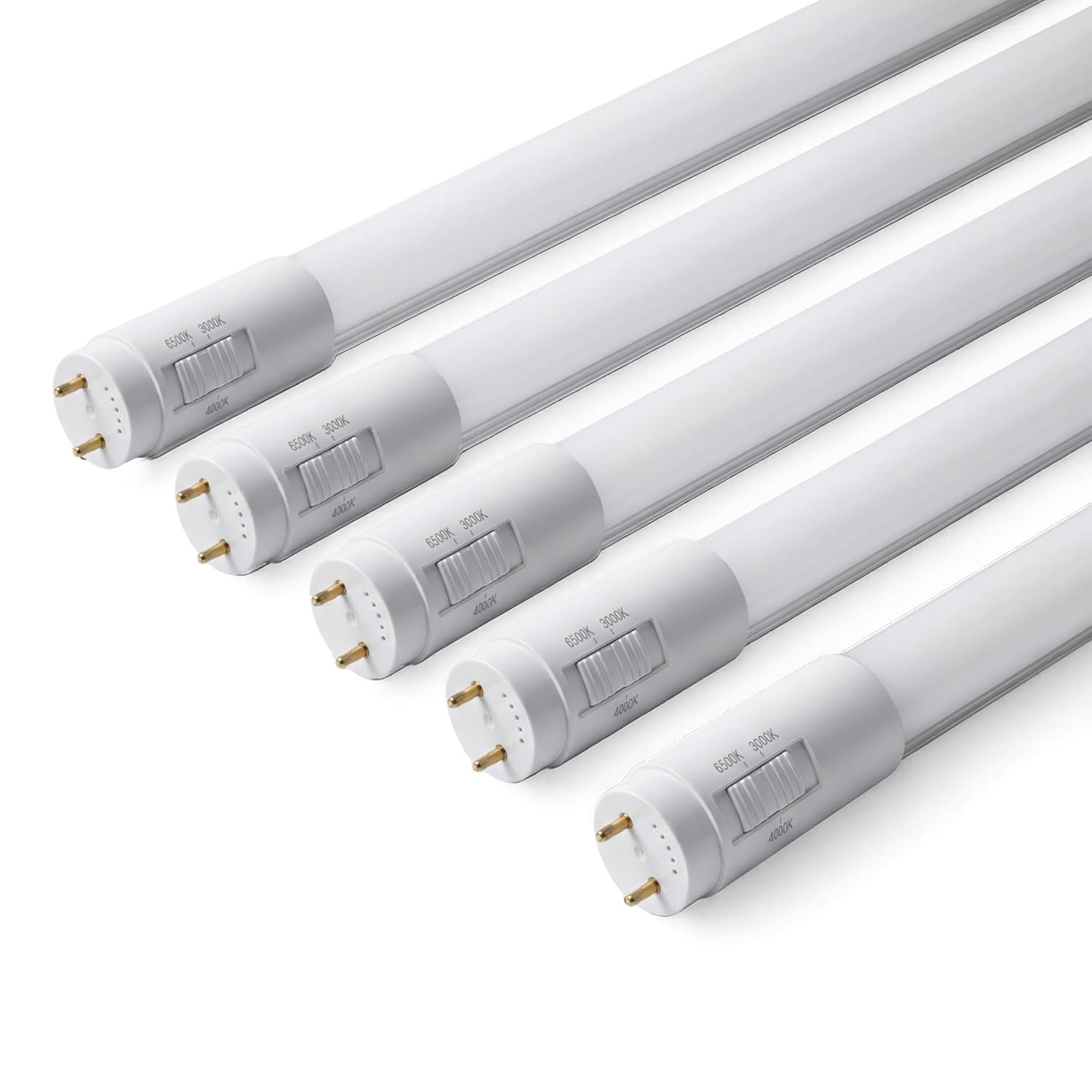 ENERJ T8 LED Nano Plastic Tube 150cm 5ft 22W CCT Switchable 3000K 4000K 6000K Pack of 5 High Brightness 270° Beam Angle Commercial Office Lighting Includes LED Starters White Finish