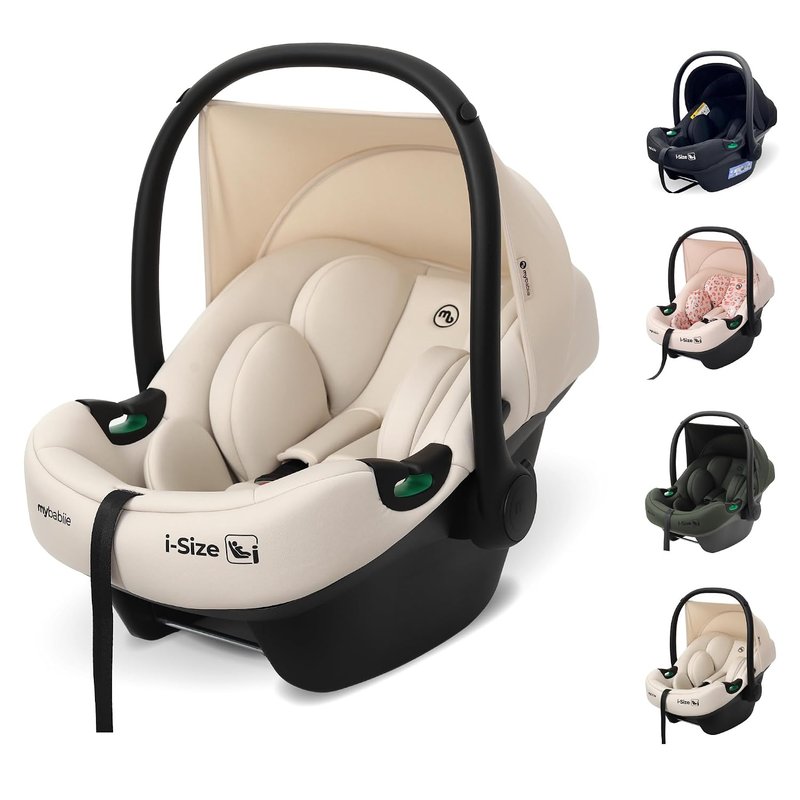My Babiie MBCS02 i-Size Baby Car Seat - 40-87cm (Birth to 15 Months Approx.), R129, Group 0+, Lightweight Infant Carrier, Large Canopy, Newborn Insert, Adjustable Headrest - Ivory