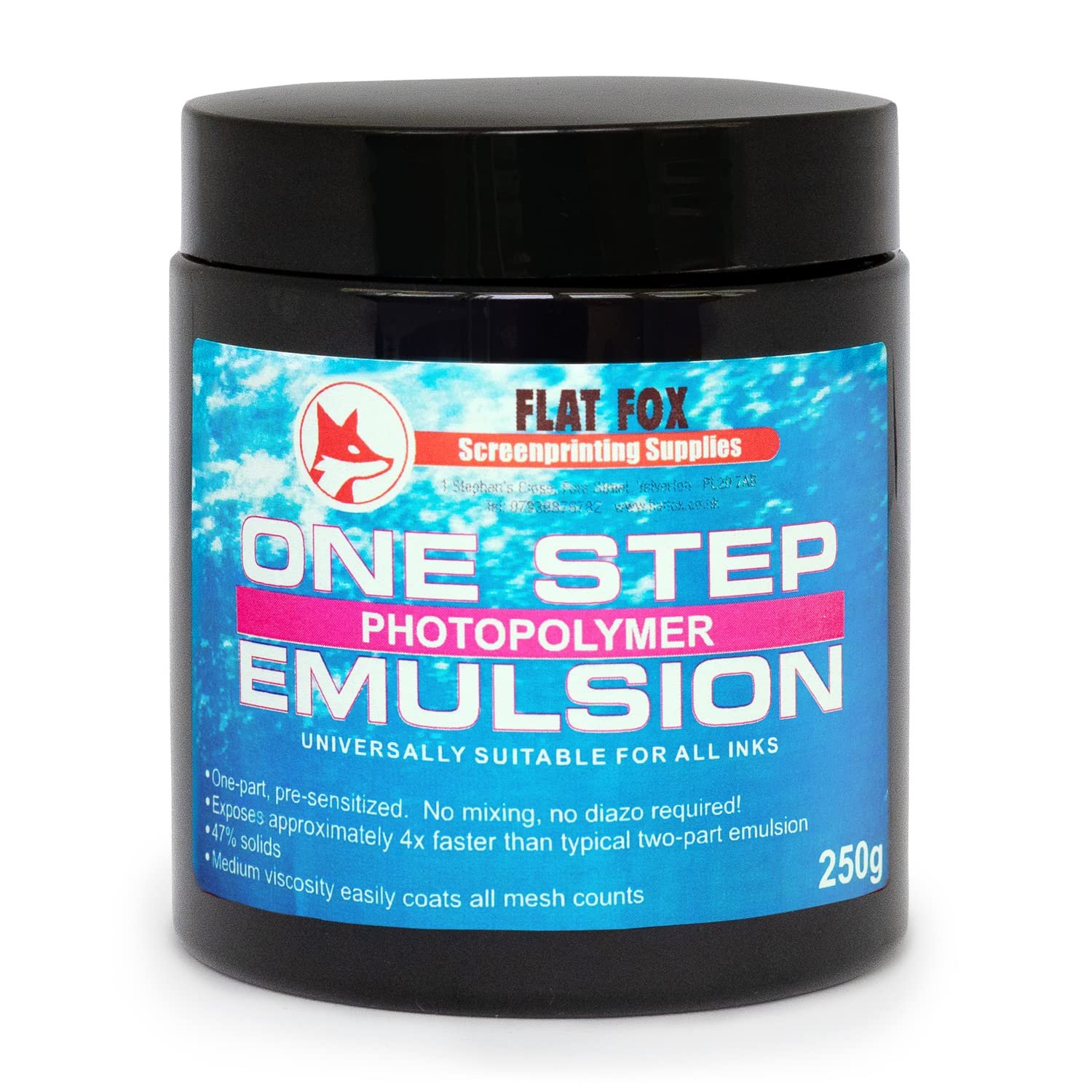 Flat Fox one step Photopolymer Emulsion Pre Sensitized- Screen printing exposure (250ml)