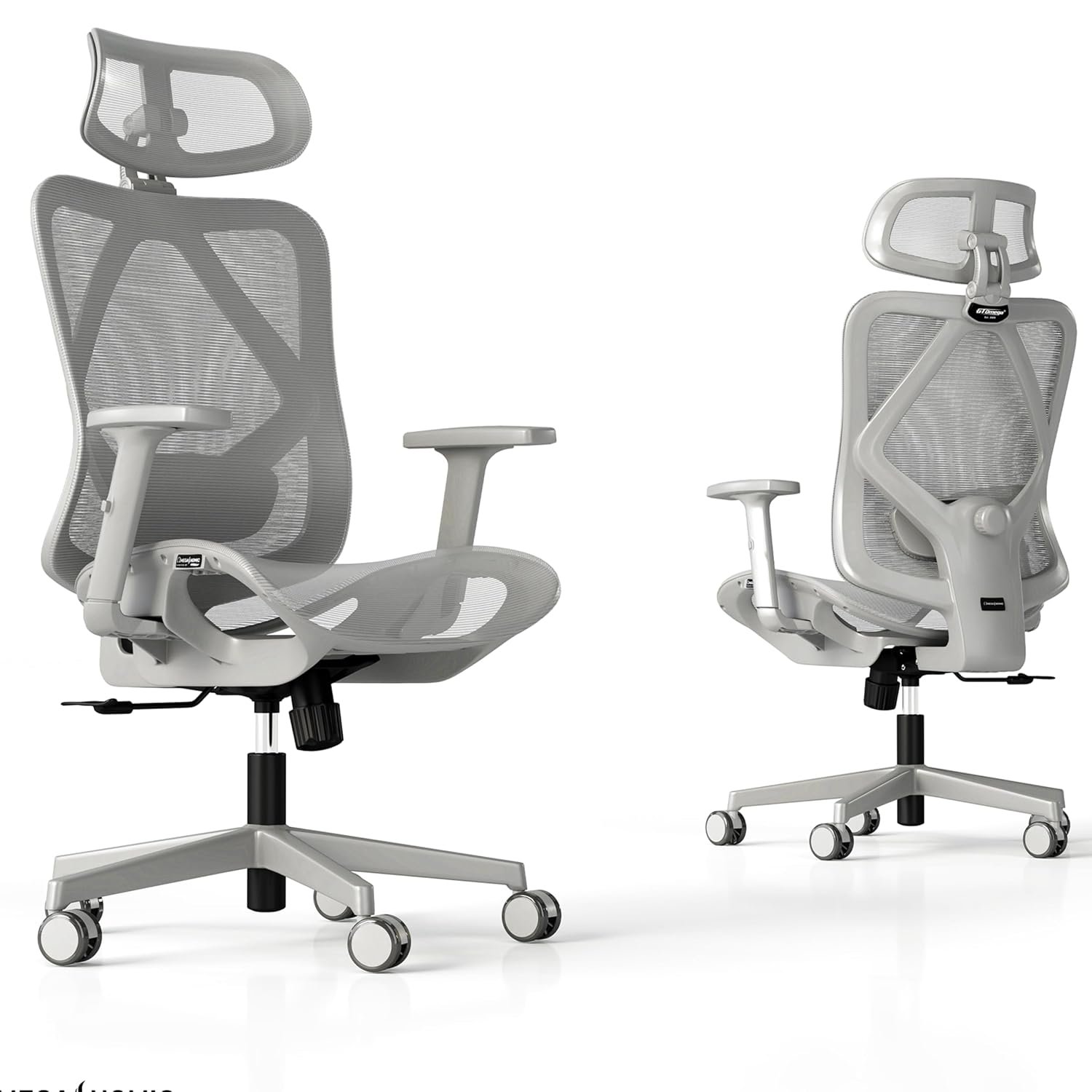GT OMEGA ON-22 Ergonomic Office Chair - Breathable Mesh Desk Chair with Adjustable Lumbar Support & Headrest, Reclining 90°–125°, Sliding Seat for Home Office & Gaming