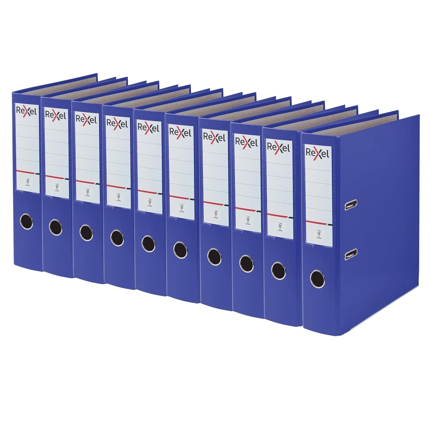 Rexel A4 Lever Arch Files, Blue Polypropylene Filing Folders, Durable PP ECO 75 mm Spine Holds Up to 500 Sheets, for A4 Document Storage and Everyday Filing, Pack of 10