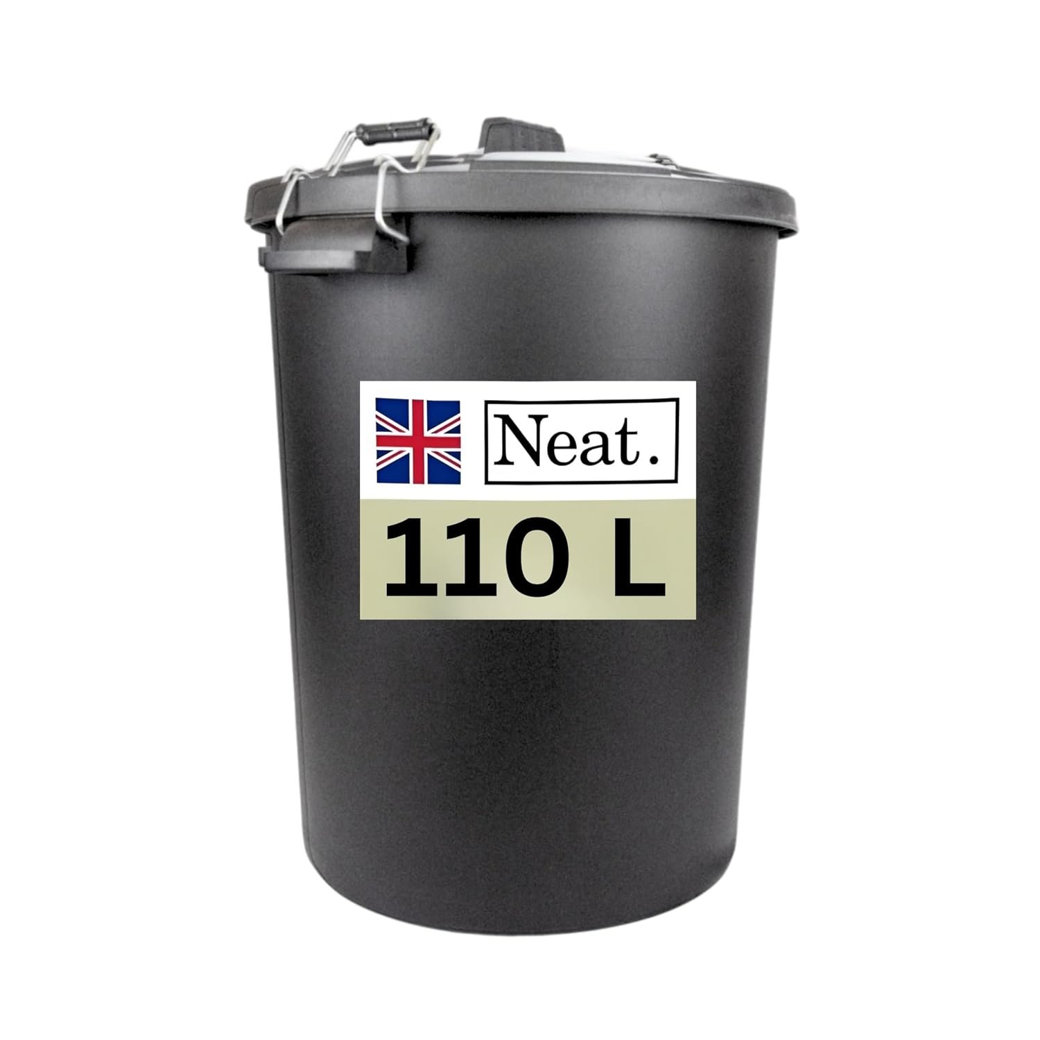 NeatPlastics Dustbin 110 L, Large Dustbin for Garden with Heavy-Duty Weather Resistant and Food Grade Material, Trash Can Garbage Bin With 2 Clip Locking Lid for Indoor & Outdoor Waste, Pack of 1