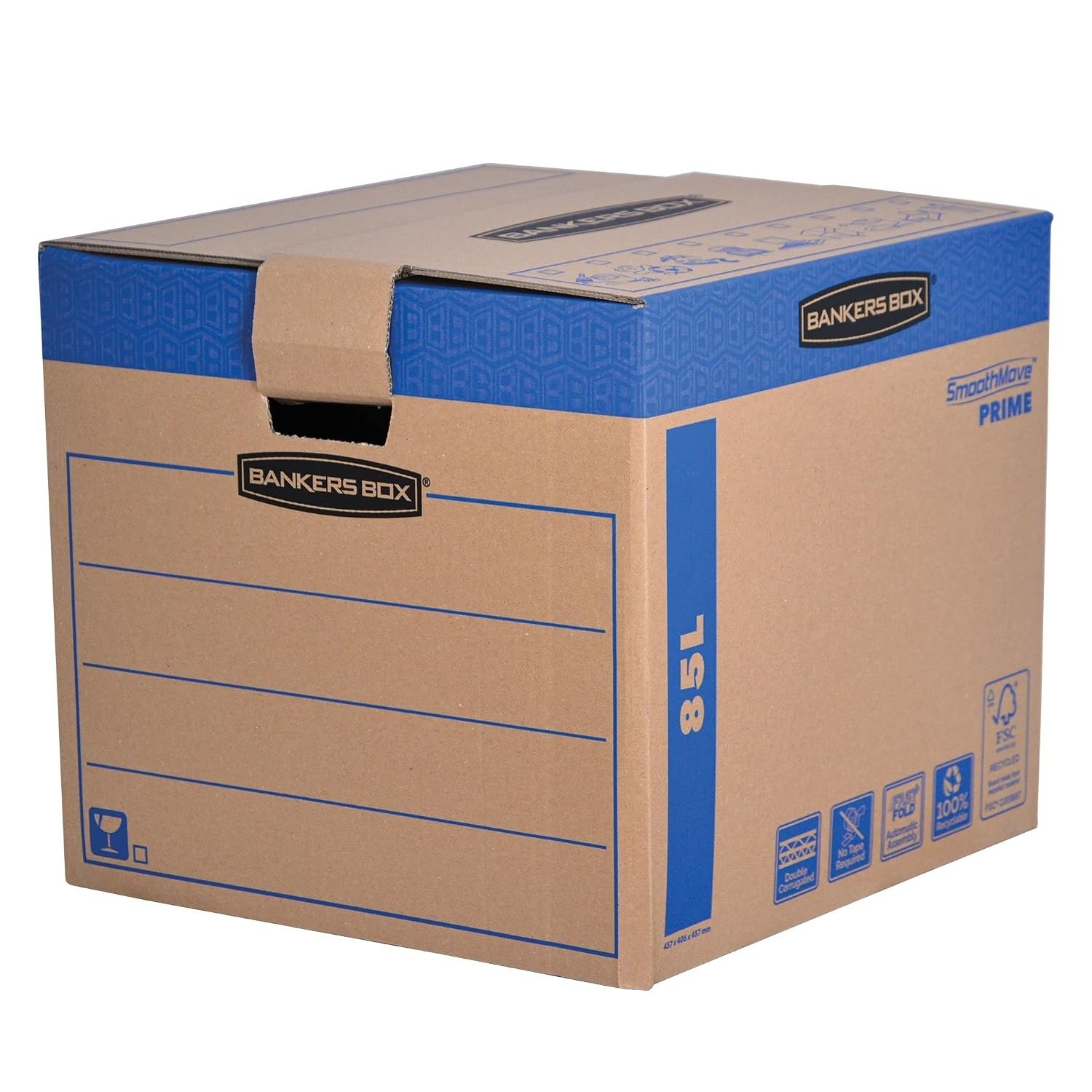 5 BANKERS BOX EXTRA LARGE Strong Moving Boxes, 85L FastFold Design, SmoothMove