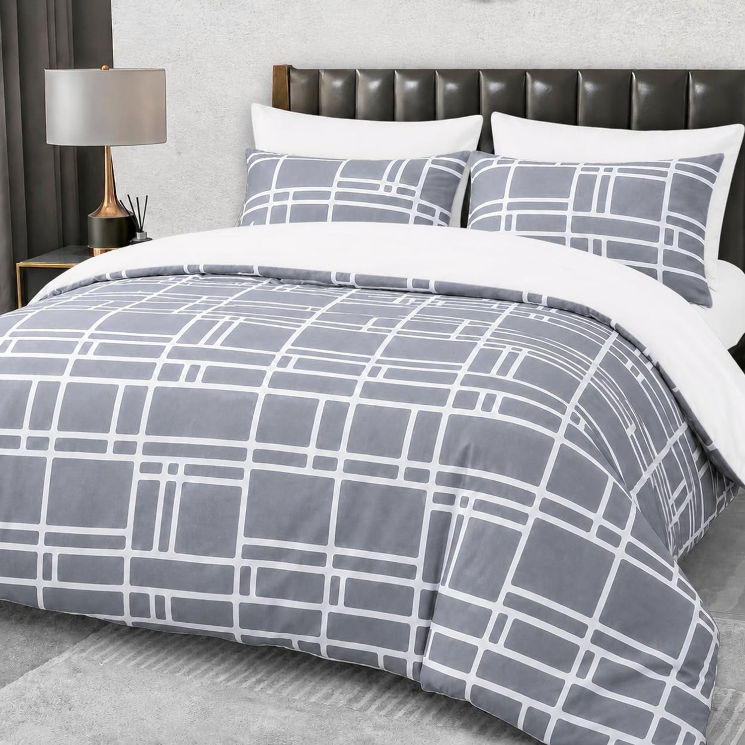 Pamposh King Size Duvet Cover Sets - Premium Brushed Microfiber Reversible Kingsize Duvet Cover Sets - Hypoallergenic Bedding Sets 3 Pcs - Ultrasoft Quilt Cover Set with Zipper Closure