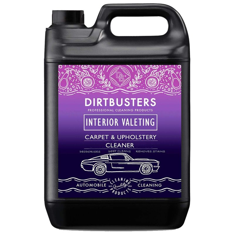 Dirtbusters Car Upholstery Carpet Cleaner Shampoo Solution (5L) For Interior Valeting, Clean, Remove Stain & Deodorise With Reactivating Odour Treatment