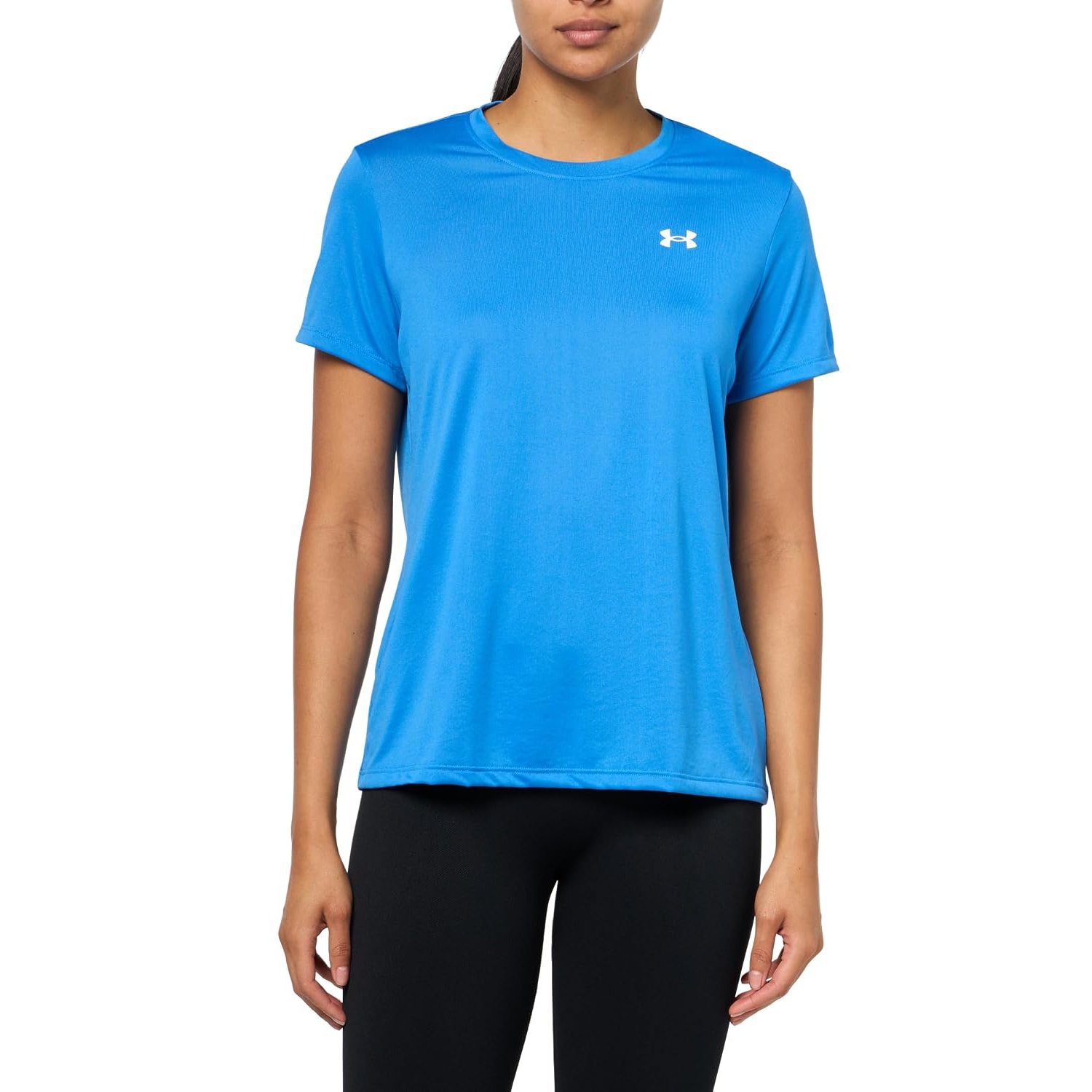 Under Armour Women's Tech Short Sleeve Crew, (402) Blue Atlantis / / White, L