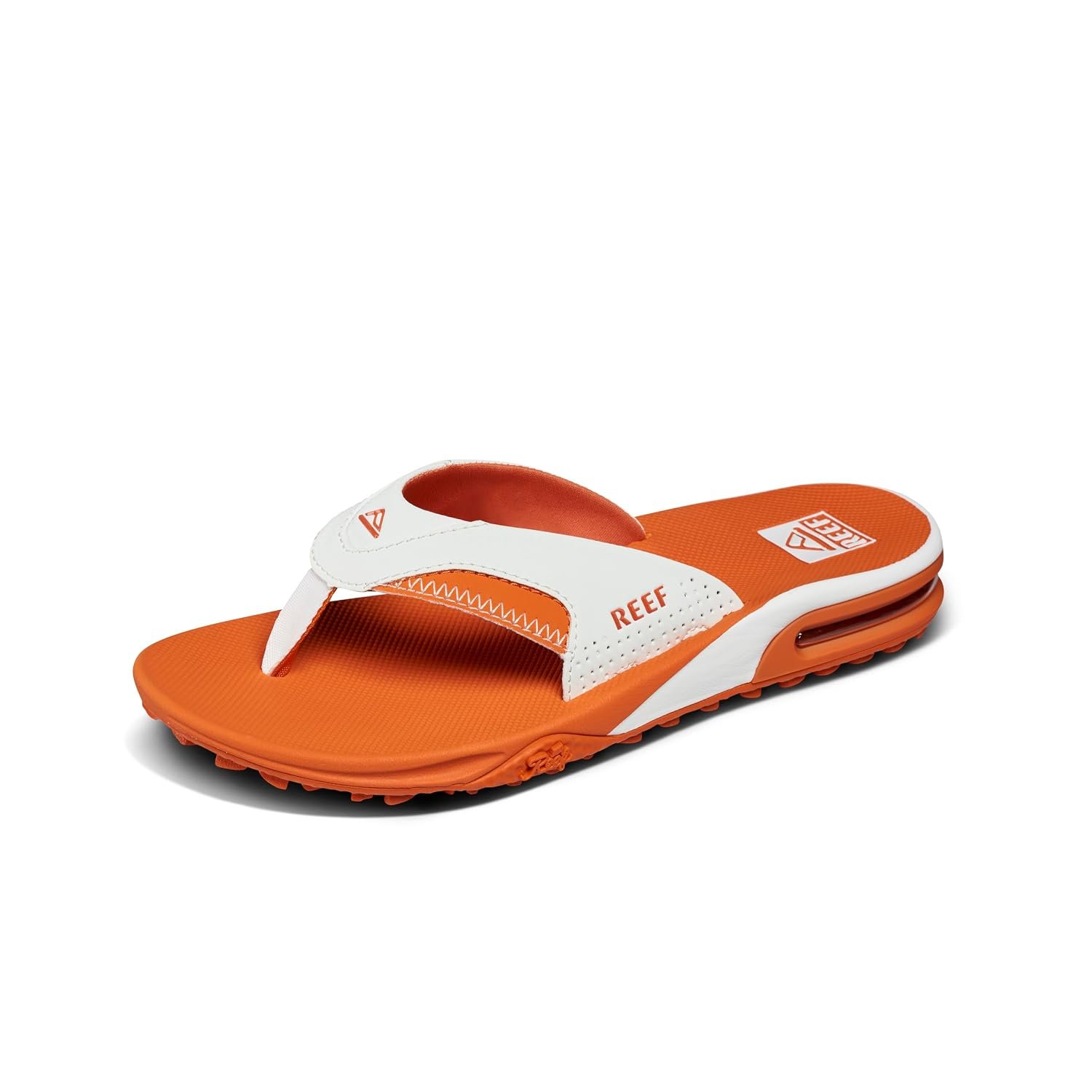 REEF Men's Fanning Pregame Bottle Opener Flip Flops, White/Orange, 6 UK