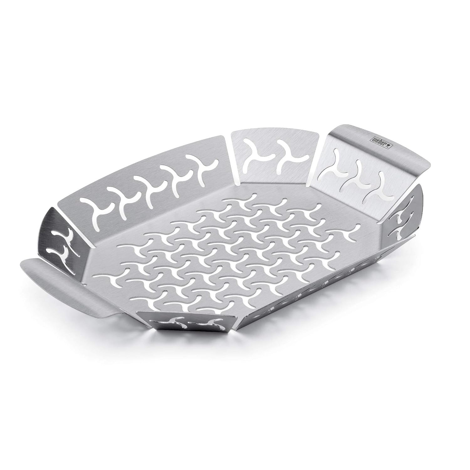 Weber Premium Grill Basket - Small (27 x 19cm), Heat Resistant & Dishwasher Safe BBQ Grill Pan made of Stainless Steel, suitable for all types of grills - Silver (6677)