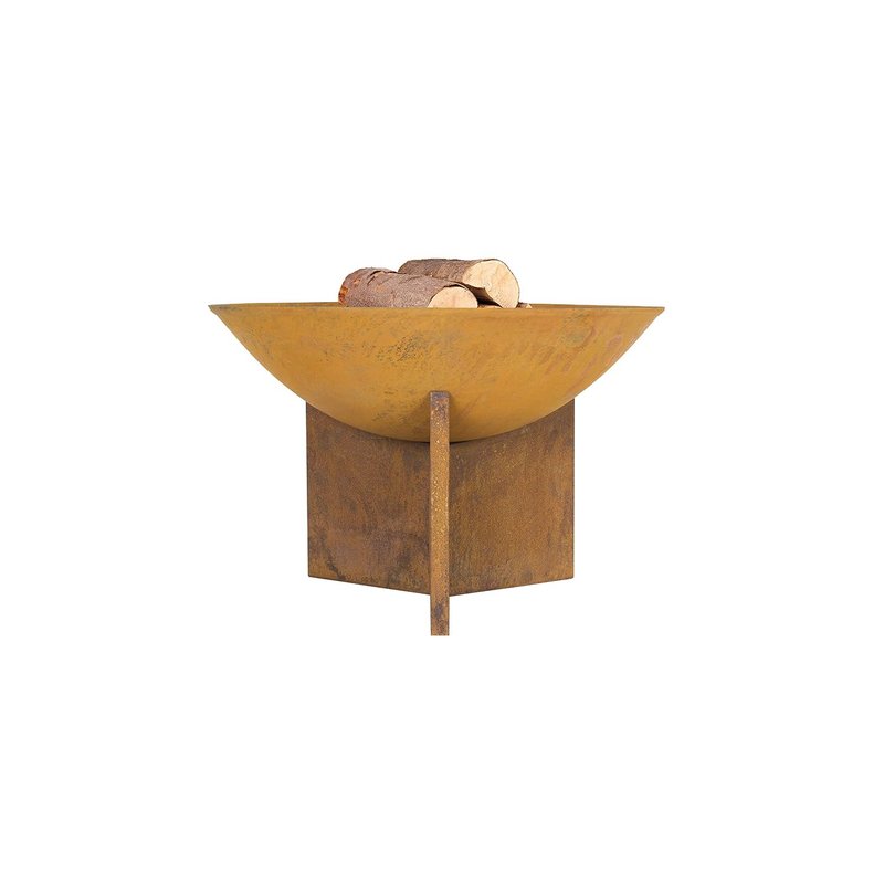 La Hacienda Kala Oxidised Firepit - Patio Heater - Log Burner - 360 view, Natural Rusted