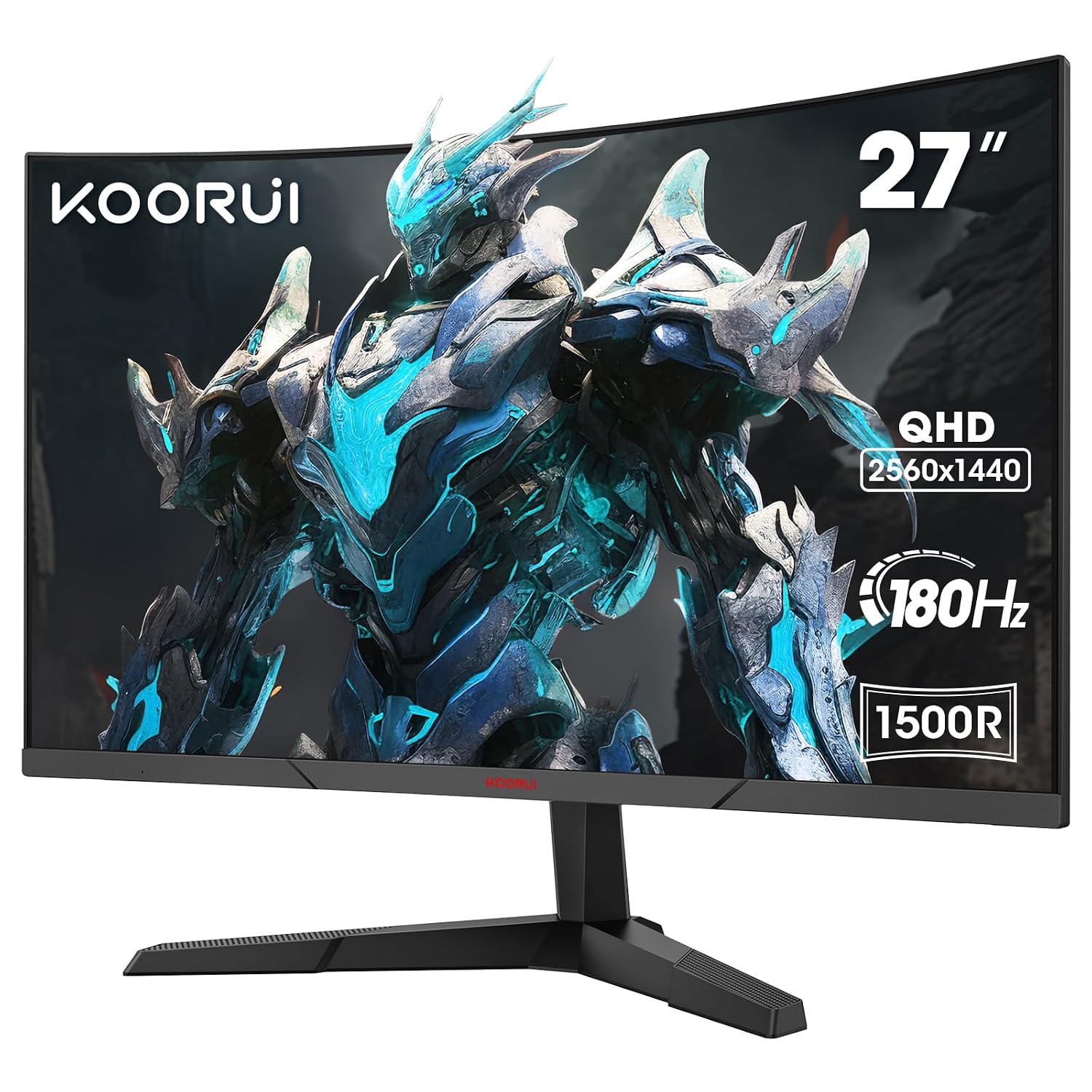 KOORUI 27 Inch Gaming Monitor, QHD 1440P Curved Monitors 180Hz 1ms 1500R