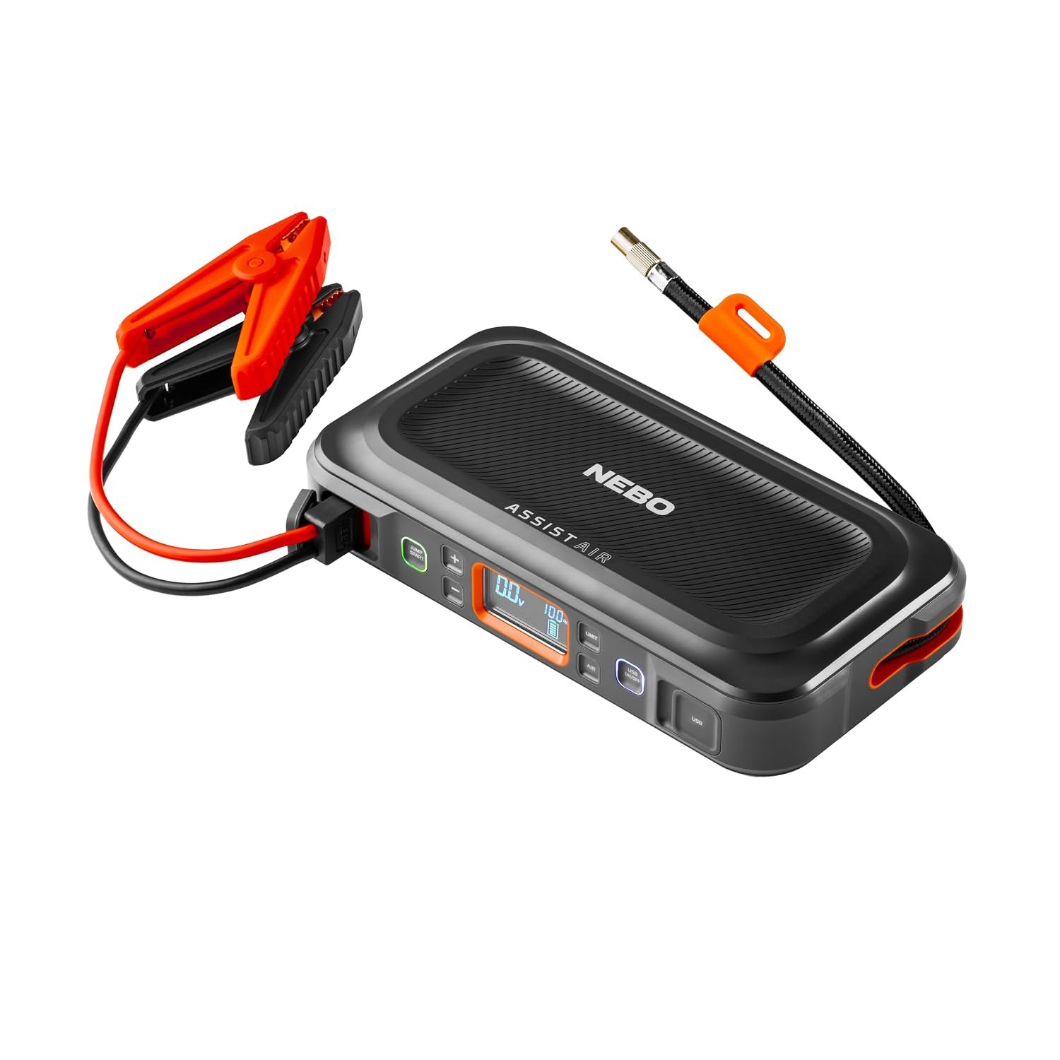 Nebo Assist Air Jump Starter & Air Compressor – 4-in-1 Portable Car Battery Booster, Tire Inflator, Power Bank & LED Work Light - Portable Emergency Kit Car - For Emergency Roadside Situations