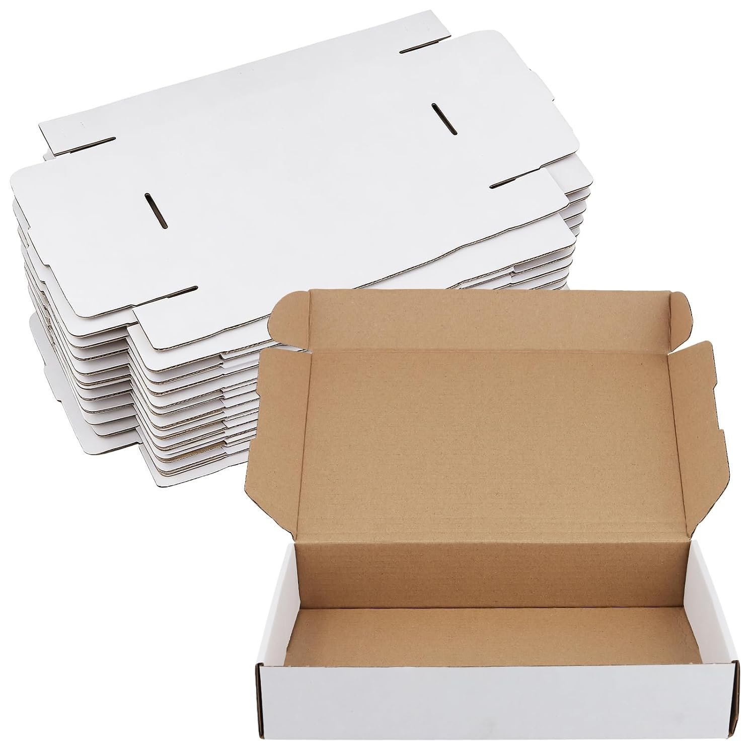JIAYUET 30 PCS 270 x 165 x 50mm White Corrugated Cardboard Boxes, Small White Shipping Boxes for Mailing Packaging Parcel