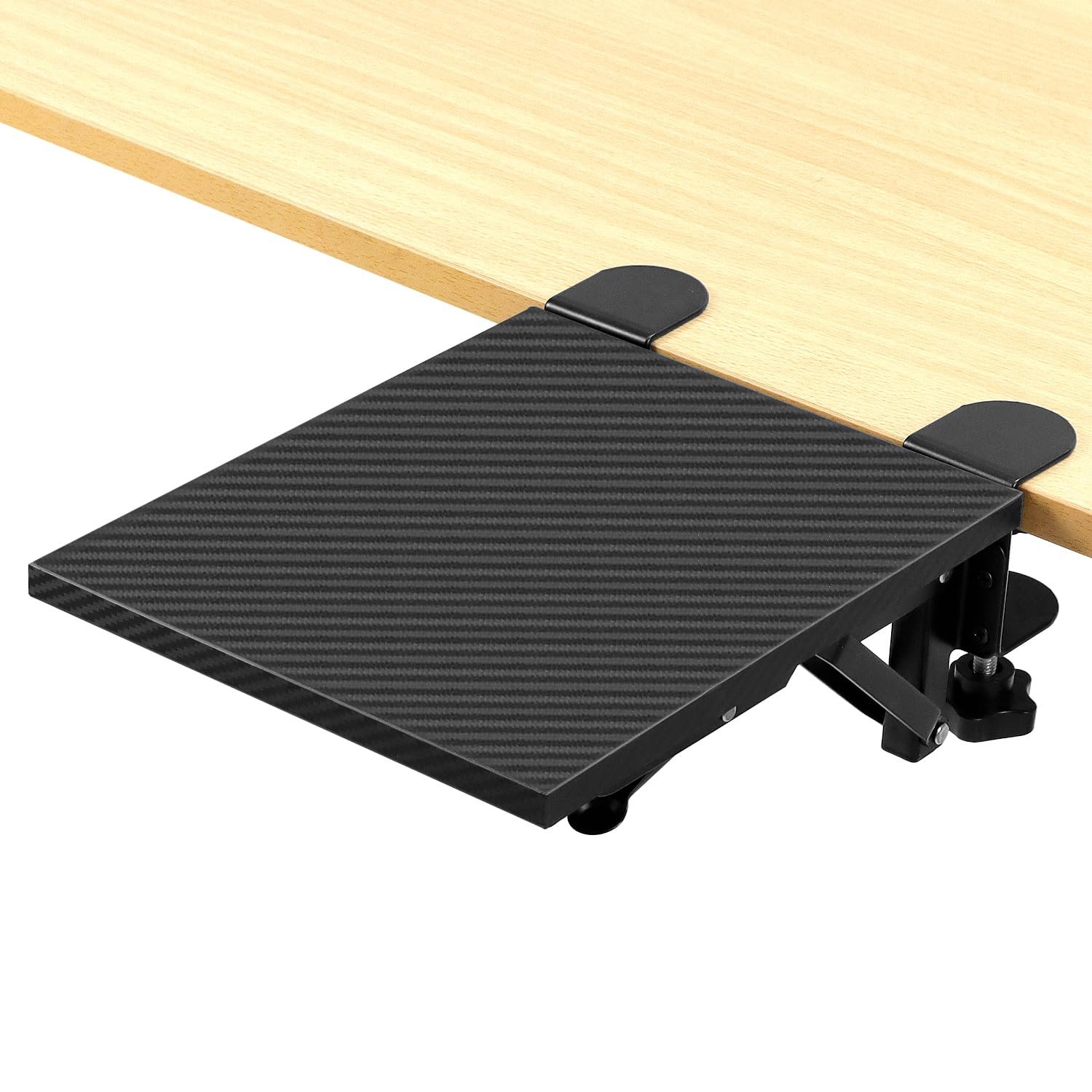 QWORK® Computer Arm Rest for Desk, Foldable Desk Extender Tray, 20 * 24cm/7.8" x 9.4", Clamp-On Design, for Home and Office