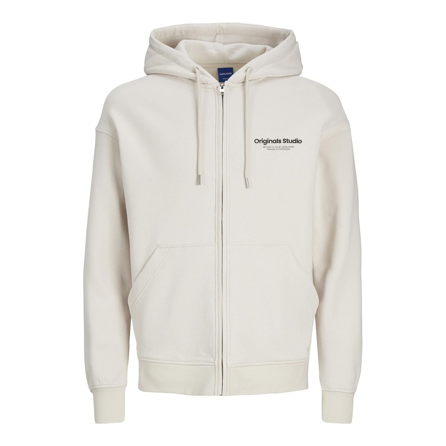 JACK & JONES Mens Jjebradley Zip Hood Noos Sweatshirt, Moonbeam, L UK