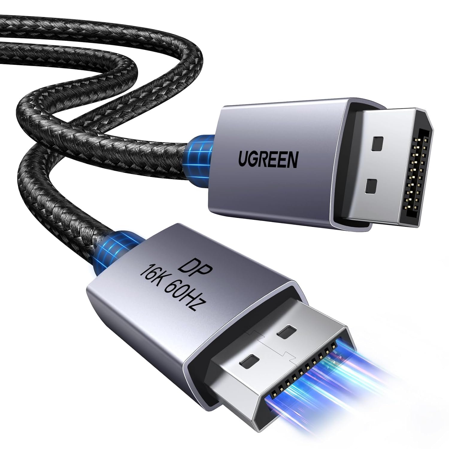 UGREEN 16K@60Hz DisplayPort Cable 9.9FT Support 80Gbps 8K@240Hz/4K@480Hz Braided DP 2.1 to DP Lead HDCP 2.3, DSC 1.2a, FreeSync&G-Sync, HDR Display Port Cord for TV Monitor Graphics RTX 5090 PC (3M)