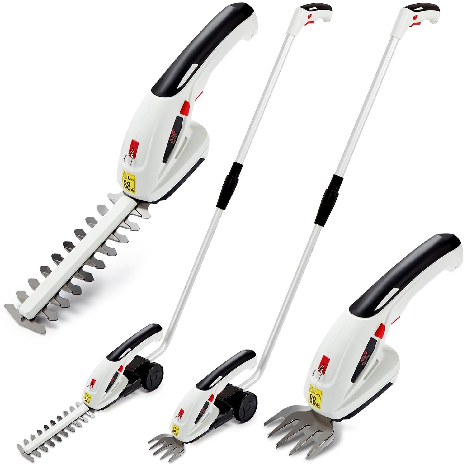 NETTA 4-in-1 Cordless Hedge Trimmer 7.2V, Grass Shears & Small Hedge Trimmer, Electric Garden Shears with Telescopic Handle and 2 Interchangeable Blades, Cordless Garden Trimmers for Edging & Shrubs