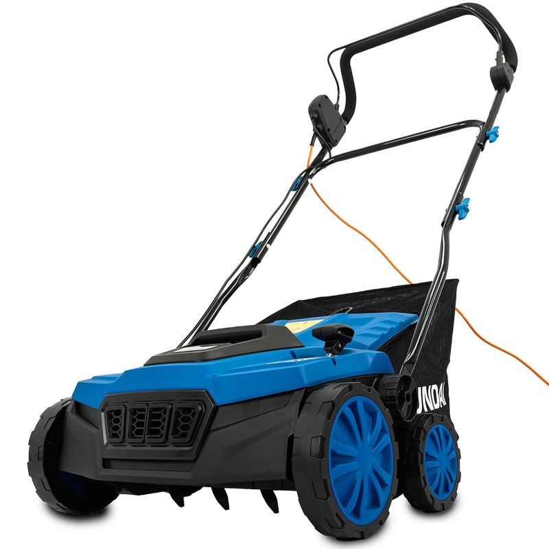 HYUNDAI 14” / 36cm 2 - in - 1 1600W Electric Lawn Scarifier and Aerator with 45L Collection Bag, Adjustable Heights and Interchangeable Blades