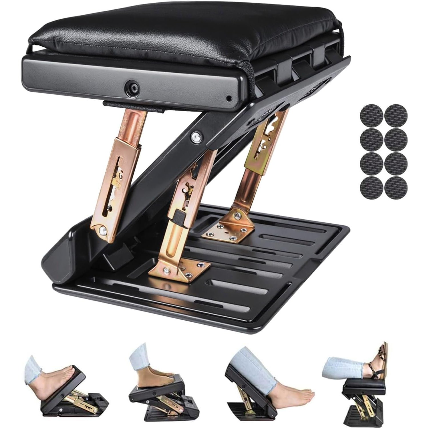 SurmountWay Foot Rest Under Desk Adjustable, Ergonomic Footrest Stool with Massage Height Angle Adjustable for Office Home (Black)