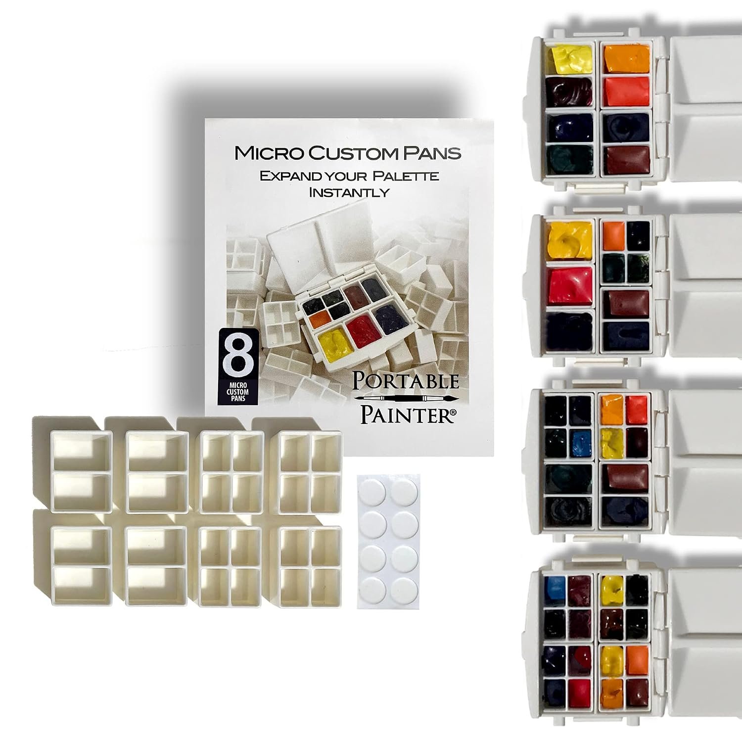 Portable Painter Micro Expansion Pans (8) – Carry Up to 16 Colors Instantly – Travel – Pocket Size – Featherweight - Quality