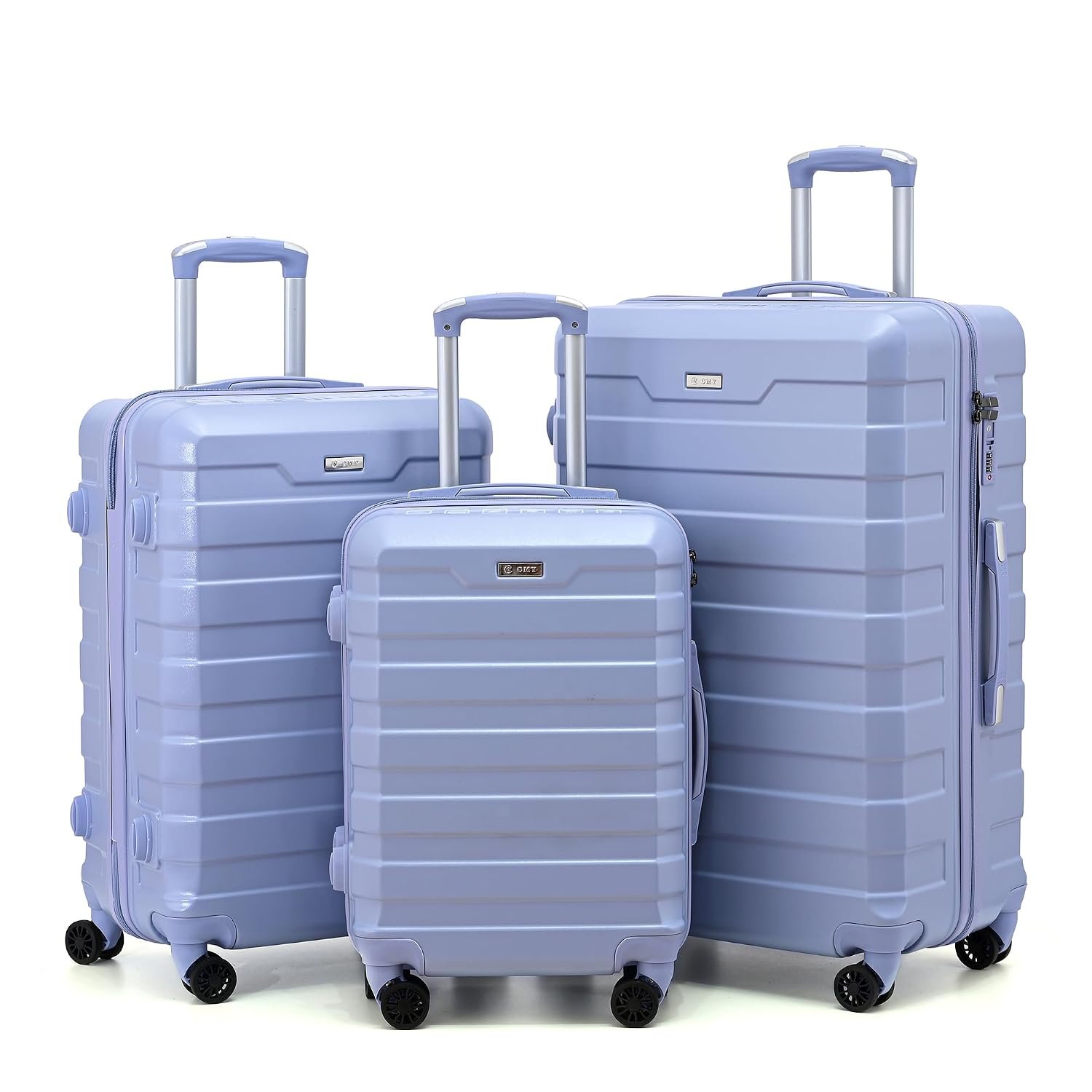 RMW Suitcase Large Medium Cabin Size Hard Shell Lightweight 4 Dual Spinner Wheels Trolley Luggage Suitcase Hold Check in Luggage TSA Combination Lock (Purple, 3 PIECE Full Set)