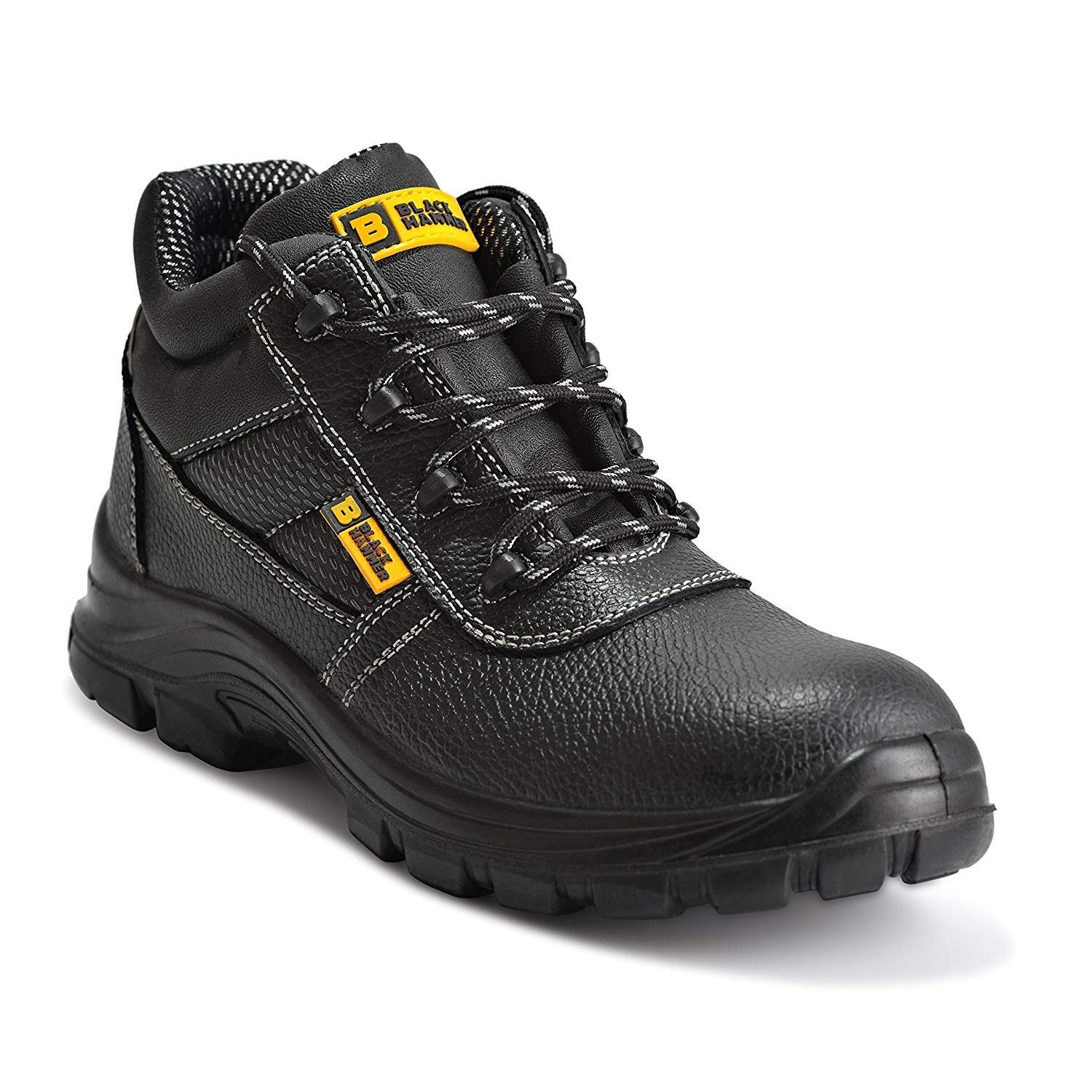 Black Hammer Comfortable Waterproof Steel Toe Caps Safety Boots Lightweight, Durable, Non-Slip Work Shoes for Work & Outdoor Activities 1007 (8 UK)