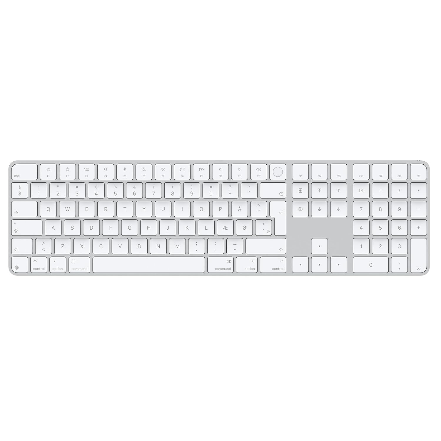 Apple Magic Keyboard with Touch ID and Numeric Keypad for Mac models with Apple silicon - Danish - White Keys 