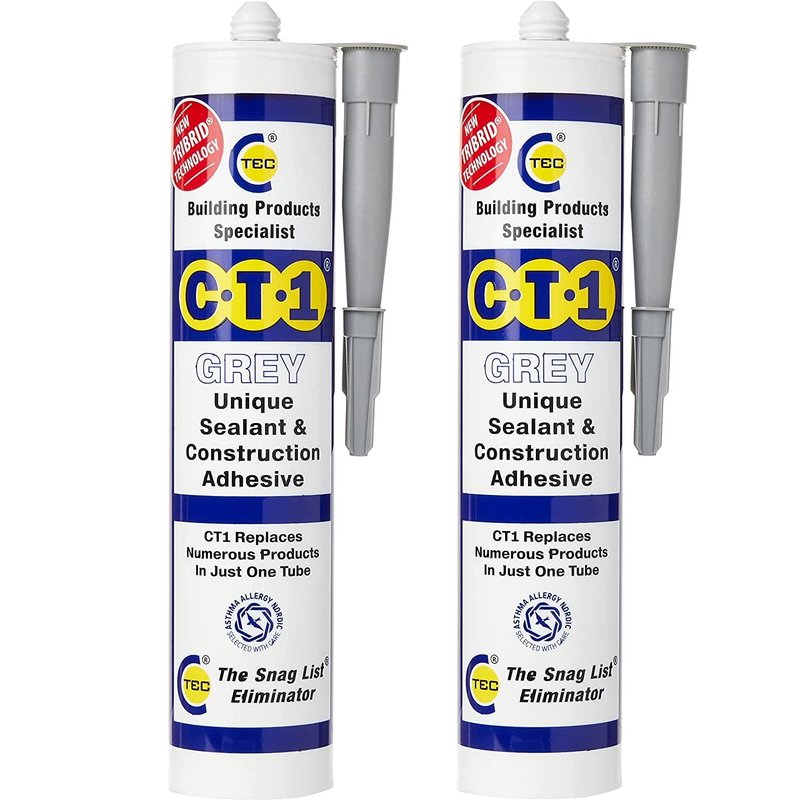 CT1 - Building Sealant & Adhesive Snag Tube for Virtually Any Material (Grey Twin Pack) (CT1-Twin-Pack)
