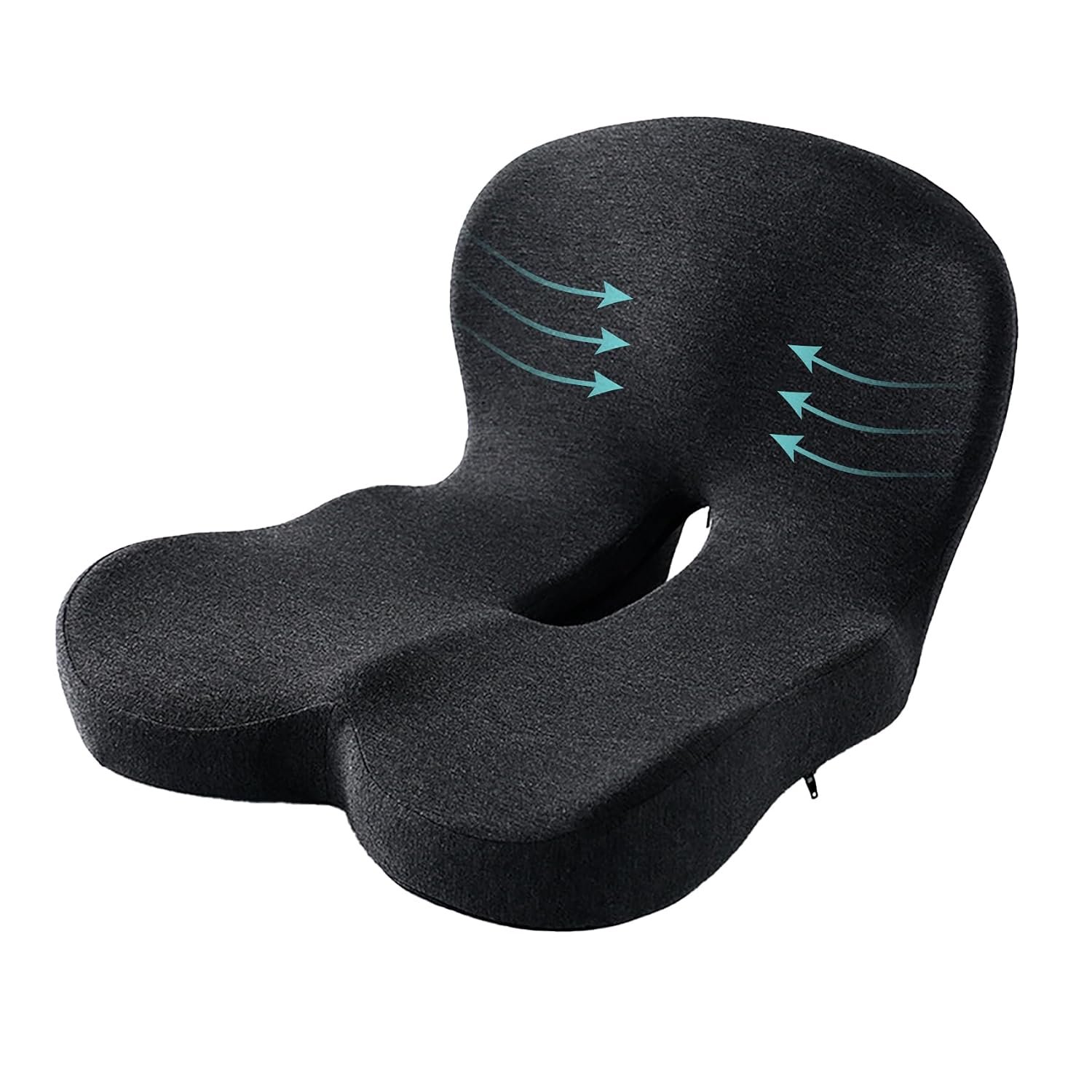 SICOUSOK Memory Foam Seat Cushion for Truck Drivers Office Chairs Wheelchair Ergonomic Seat Cushion for Back, Tailbone, Pressure Relief Pad for Long Sitting, Car Seat Desk Chair Use