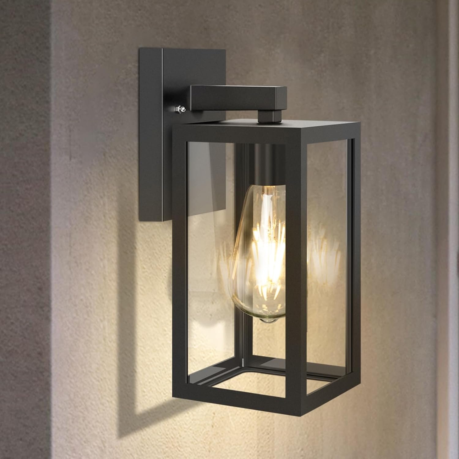 Aranzyec Outdoor Wall Lights Mains Powered, Max 60W E27 Aluminum Outside Wall Lamp, Black Wall Sconce, IP54 Waterproof, Garden Lights for Front Door, Patio, Terrace, Hallway, Garage, Porch