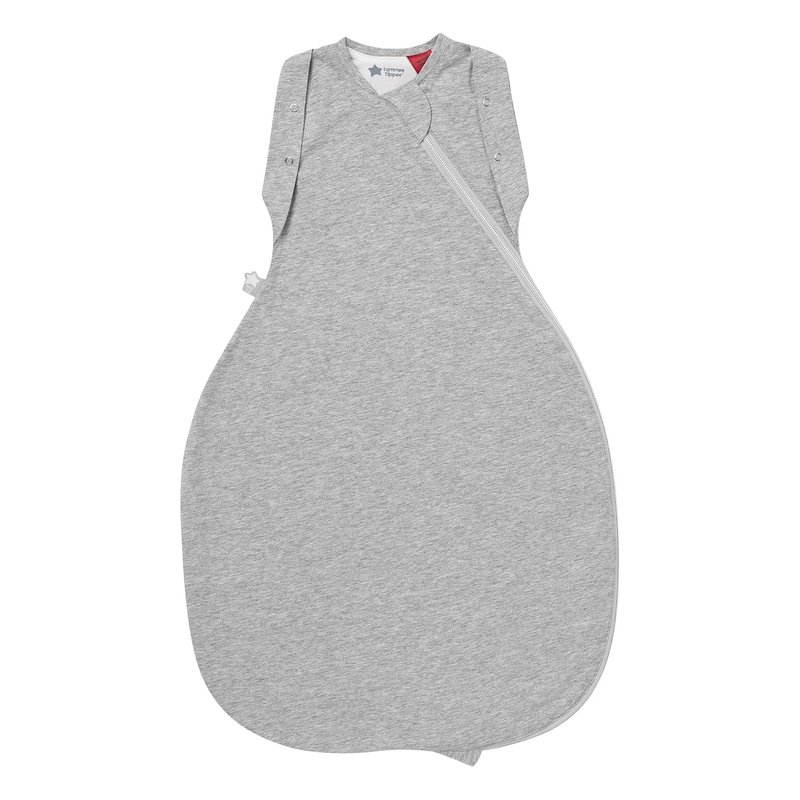Tommee Tippee Swaddle Bag, 3-6m, 1.0 Tog for 20-24°C, Sky Grey Marl Sleeping Bag, Soft Cotton-Rich Fabric, Healthy Hip Development Design, Bottom to Top Zip