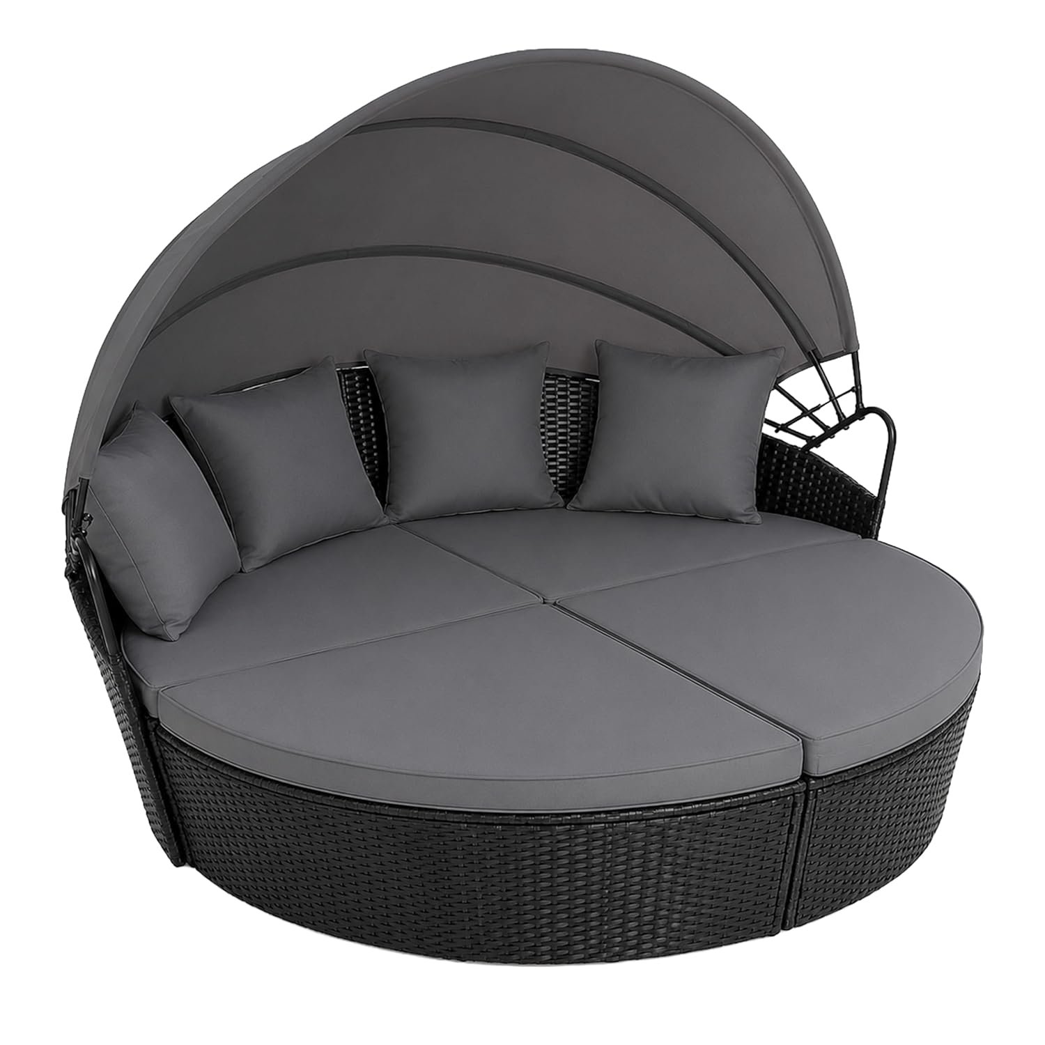 EVRE Bali Day Bed Outdoor Garden Furniture Set With Canopy (Black)
