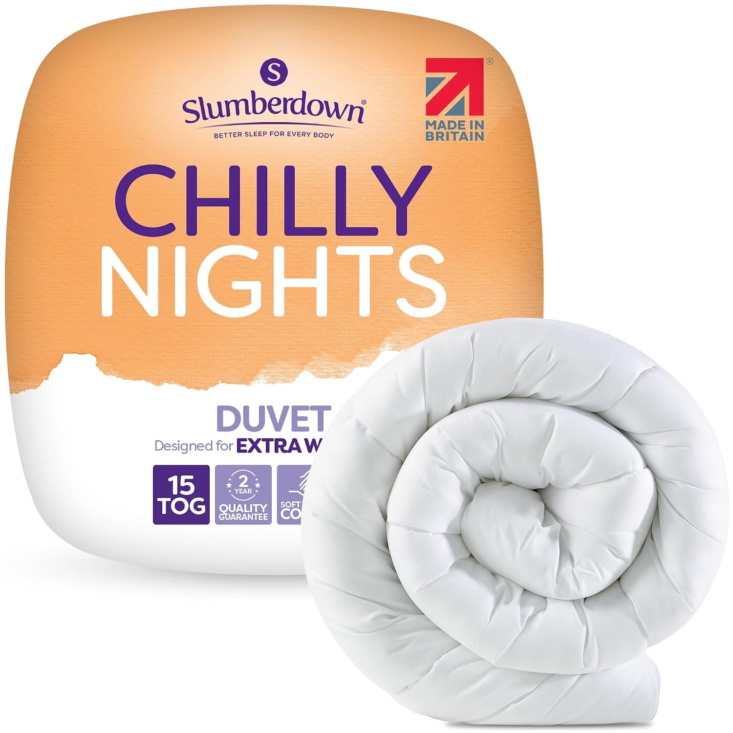 Slumberdown Chilly Nights 15 Tog Double Duvet - Extra Warm, Thick & Cosy Winter Quilt for Cold Nights | UK-Made, Soft Touch Cover, Non-Allergenic & Washable (200 x 200cm)