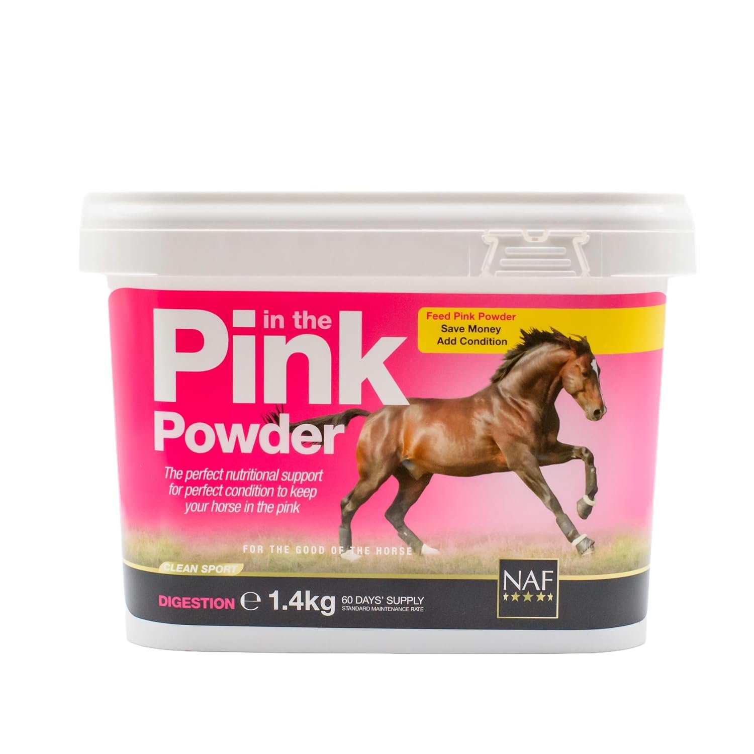 NAF Pink Powder 1.4kg – Nutritional Support for Horses – Prebiotic and Probiotic Supplement with Vitamins and Minerals – Promotes Digestive Health, Condition and Vitality