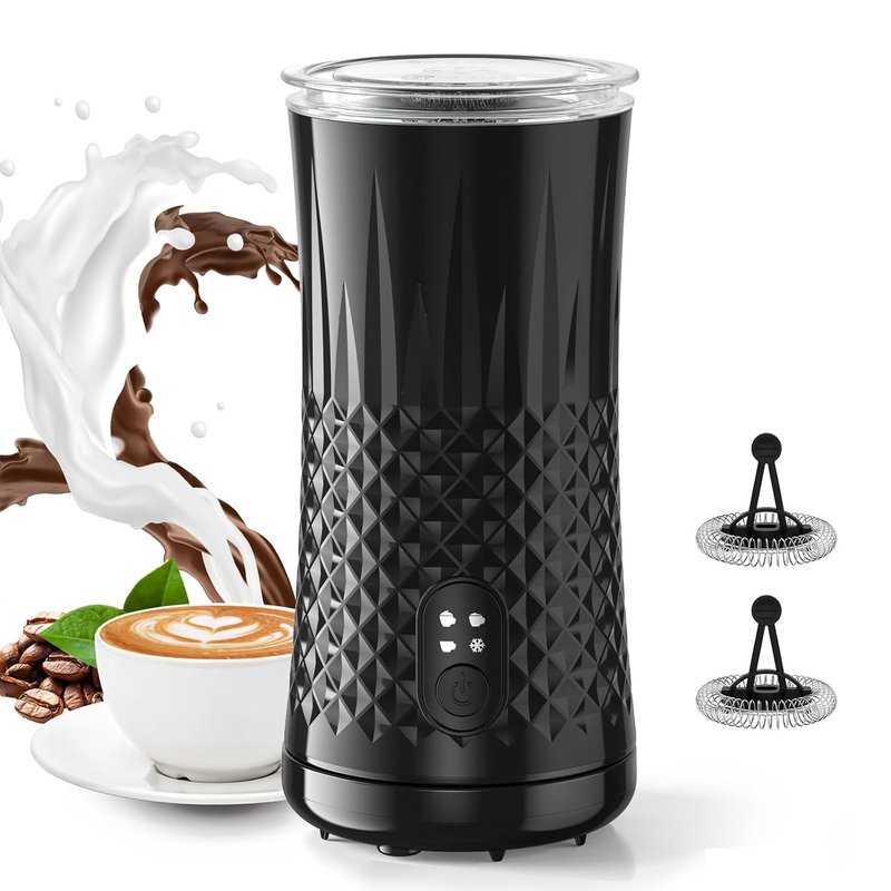 VIWAVE Milk Frother Electric,4 in 1 Automatic Milk Frother, Hot&Cold Milk Foamer, 240ml, Fast, Stainless Steel Milk Steamer, Auto Shut-Off Milk Warmer, Silent Operation for Coffee,Latte,Cappuccino
