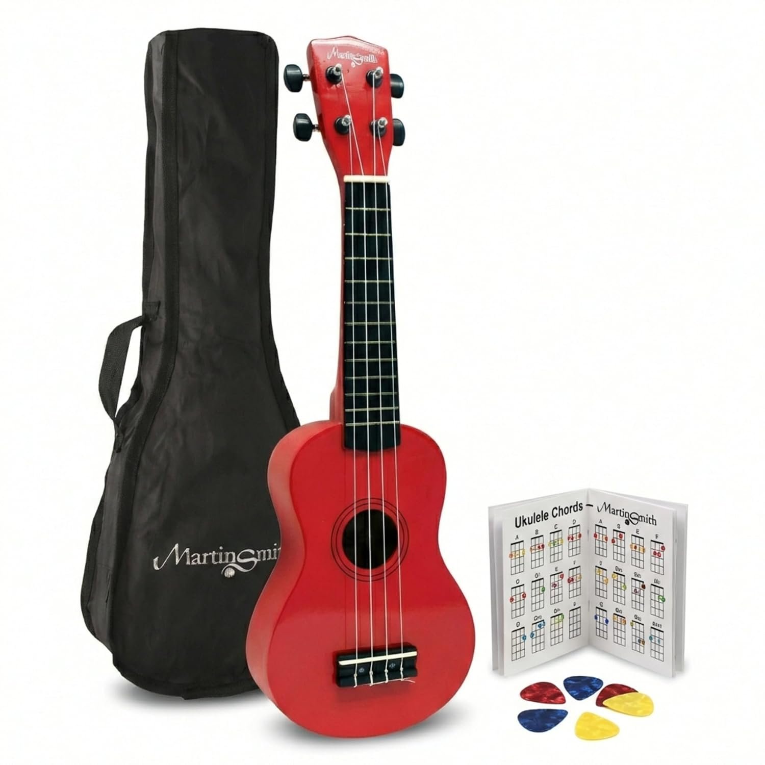 Martin Smith 21 Inch Soprano Ukulele Starter Set, Red