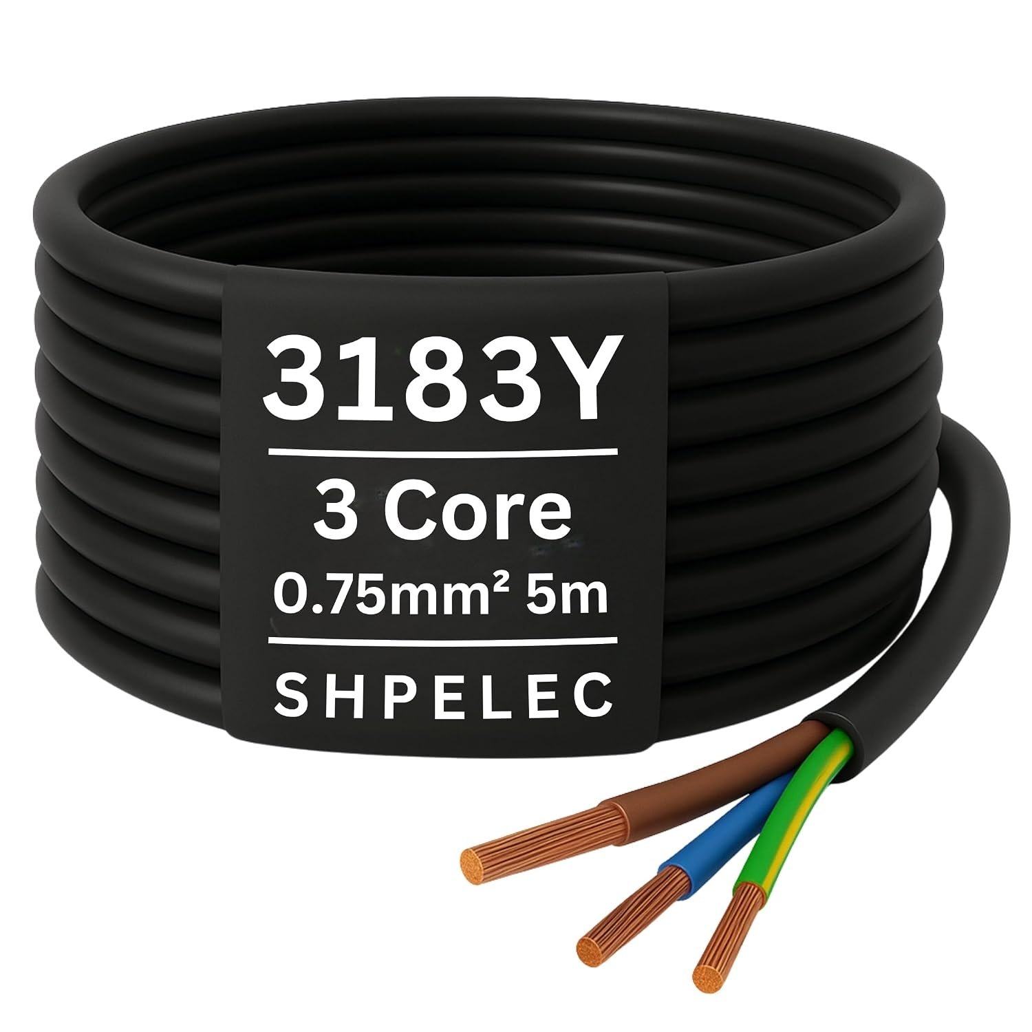 SHPELEC® FLEXIBLE White Cable 3183Y 0.75mm, 1.0mm, 1.5mm, 2.5mm BASEC Approved White PVC LED Lighting 5m 10m 15m 20m 50m (2.5mm 3 Core - 60metres)