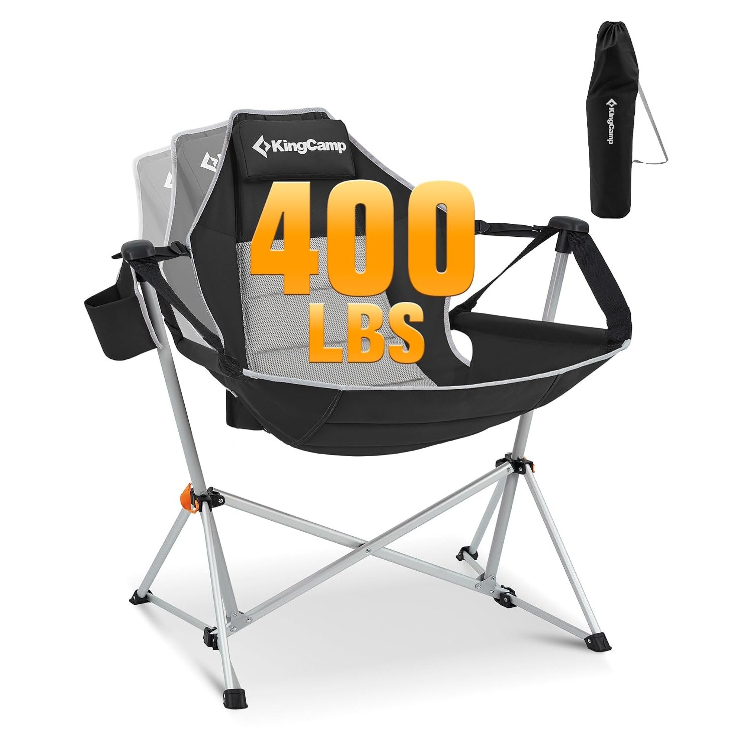 KingCamp Hammock Camping Chair Lightweight, Swinging Camping Chair Portable Folding Camp Chairs for Adults 400lbs Heavy Duty Oversized Rocker with Aluminum Alloy Frame for Outdoor Beach Patio Sport