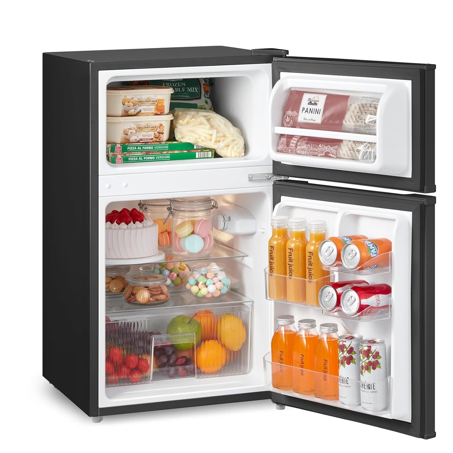 COMFEE' 87L Under Counter Fridge Freezer, Reversible Door, RCT87BL2(E)