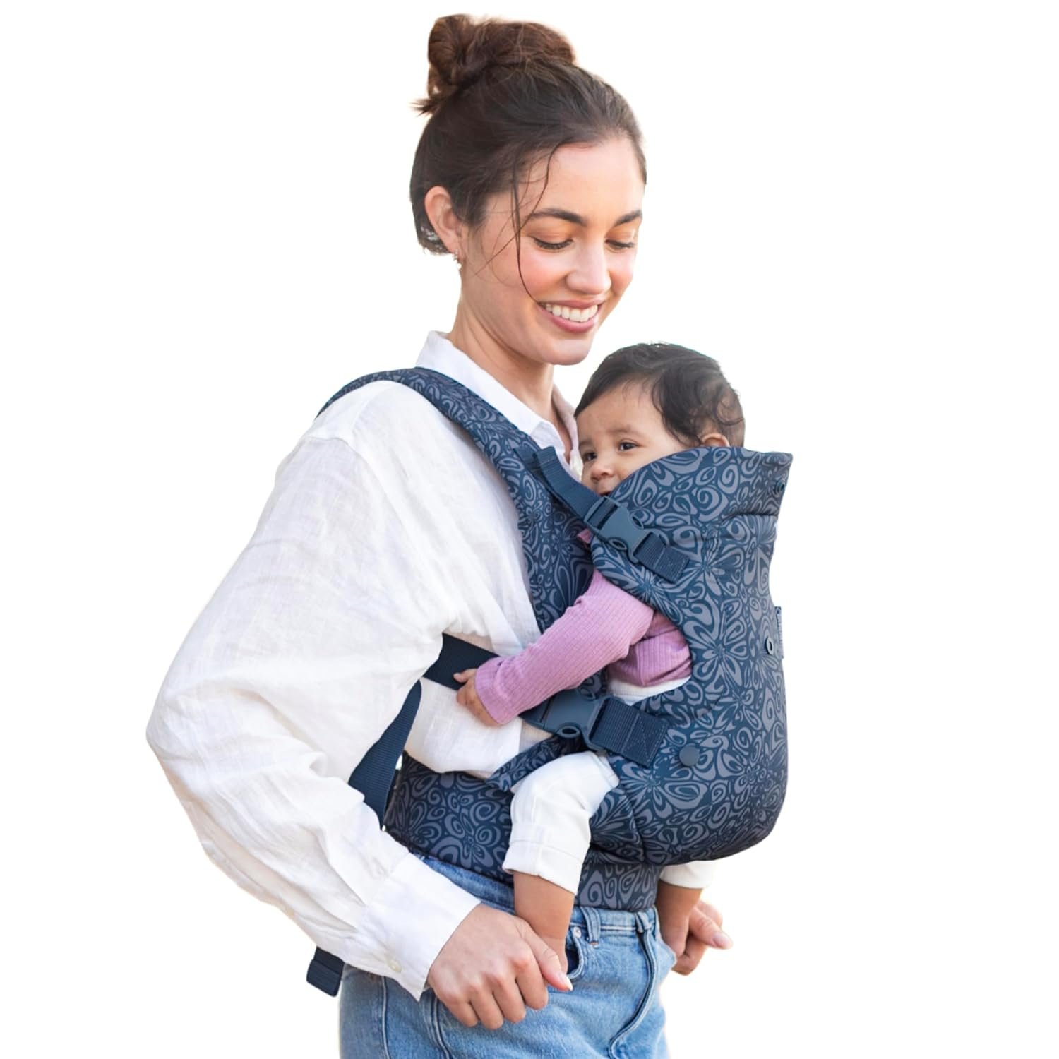 Infantino Flip Advanced 4-in-1 Baby Carrier - Ergonomic, Convertible, Face-in and Face-Out Front and Back Baby Carrier Newborn to Toddler 3.6-14.5 kg, Floral Navy