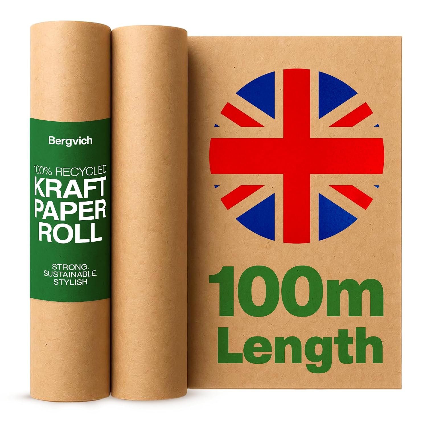 Brown Paper Roll for Wrapping, Packing & Crafts – 500mm x 100m Kraft Paper, Brown Wrapping Paper for Parcels, Craft Paper, Parcel, Backing, Packaging, Made in UK - Bergvich