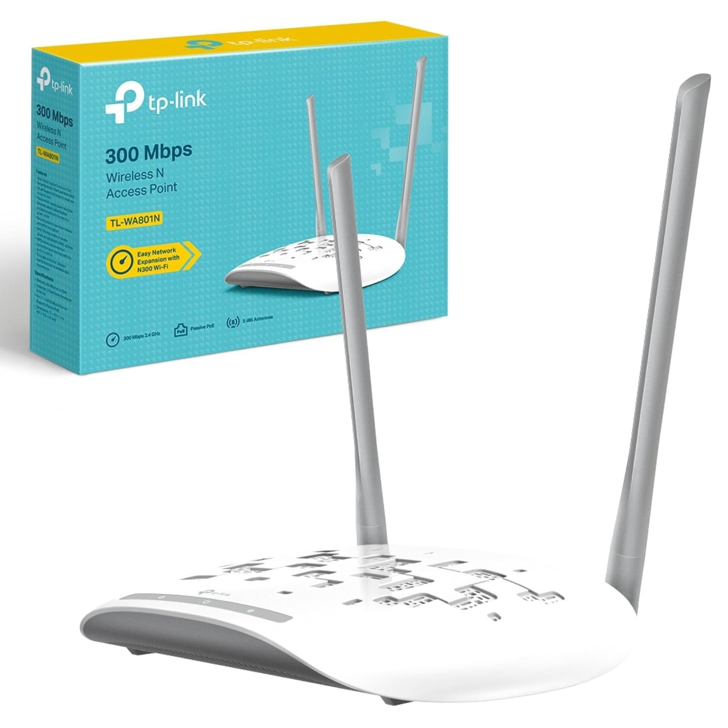 TP-Link TL-WA801N 300 Mbps Wireless N Access Point, Passive PoE Power Injector, Supports Multiple Operation Modes Access Point, Multi-SSID, Client, and Range Extender Modes, 10/100M Ethernet Port