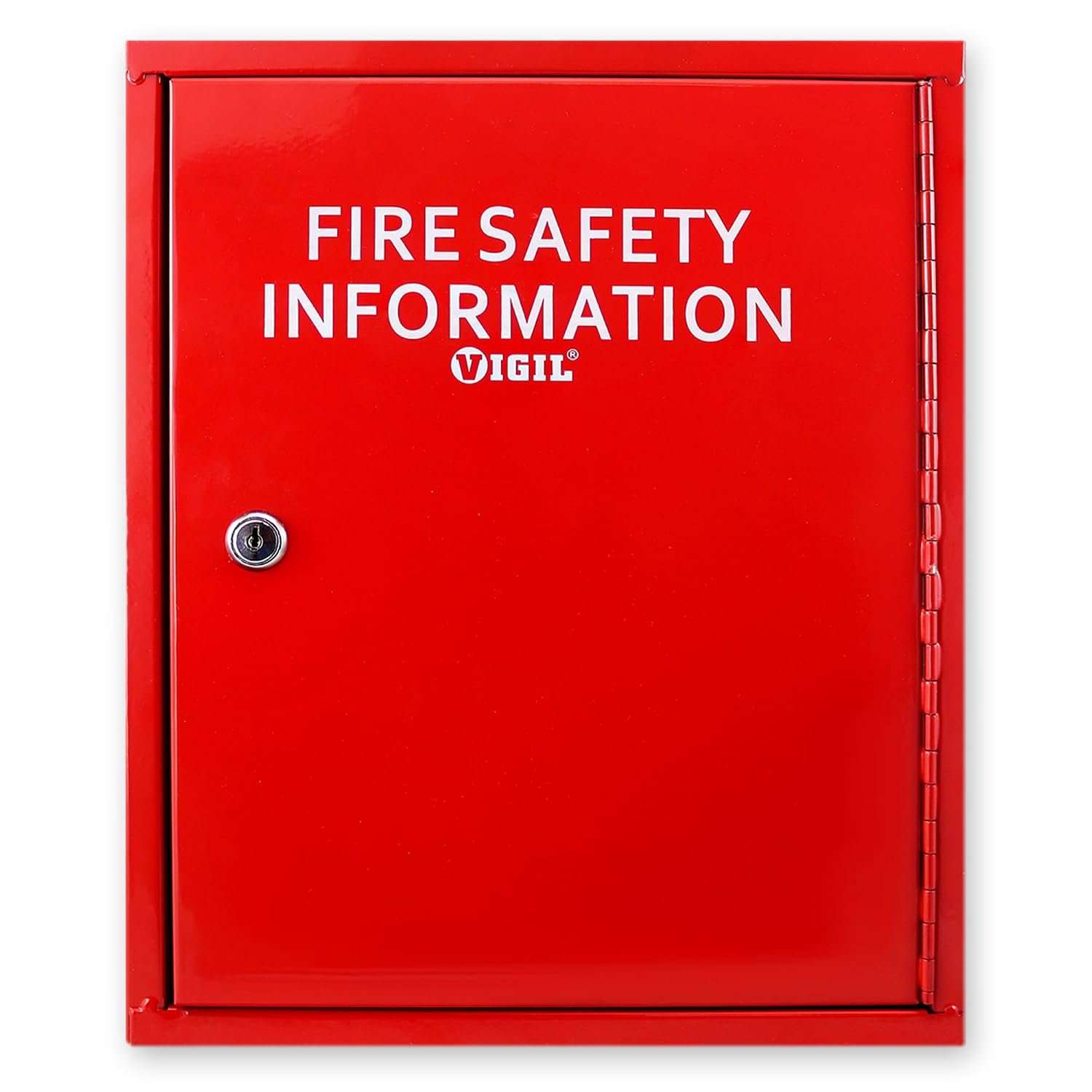 Vigil Fire Document Cabinet for Storing Safety Information - Lockable Storage Box with Key - A4 Folder Compatible, Fire Safety Document Holder for Emergency Access - Wall Mountable