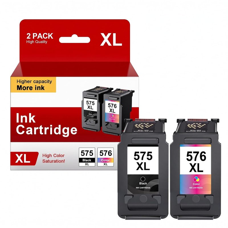 PG-575XL CL-576XL Ink Cartridges Replacement for Canon 575 576 Ink Cartridges Printer ink 575 576 XL for PIXMA TS3550i TS3551i TS3750i TR4750i TR4751i Printer (1 Black,1 Colour)